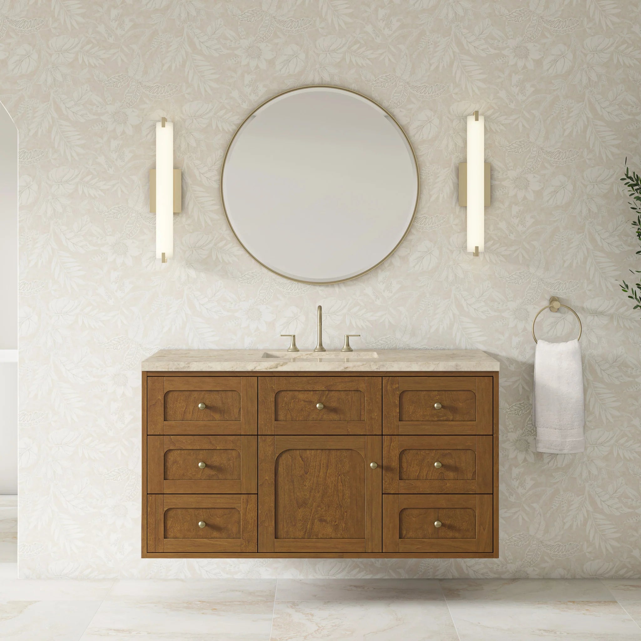 48" Laurent Single Vanity in Honey Oak w/FreePower Wireless Charger by James Martin Vanities-Tajnar Eclos 3