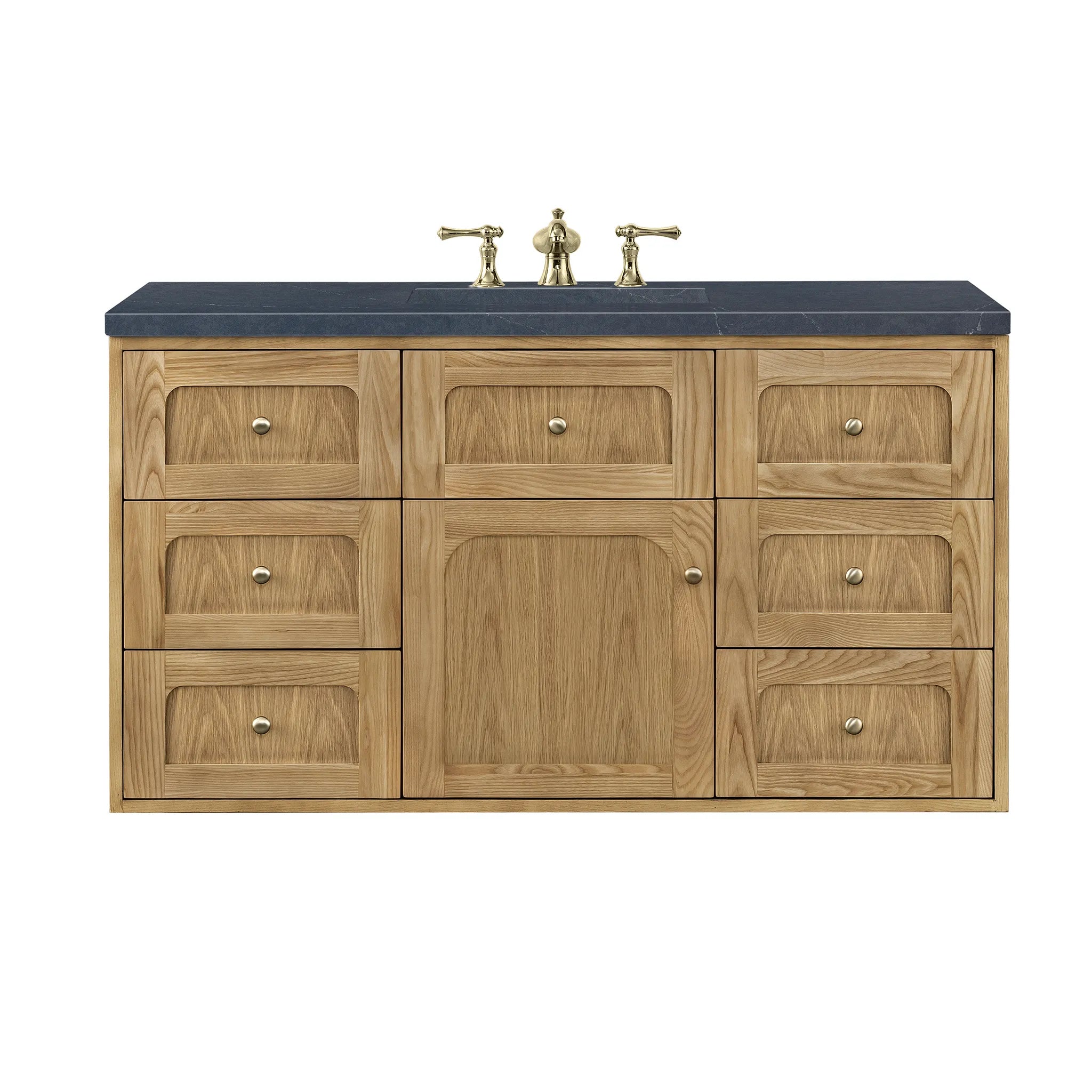 48" Laurent Single Vanity in Light Natural Oak-Charcoal Soapstone Silestone-8" Widespread image 1