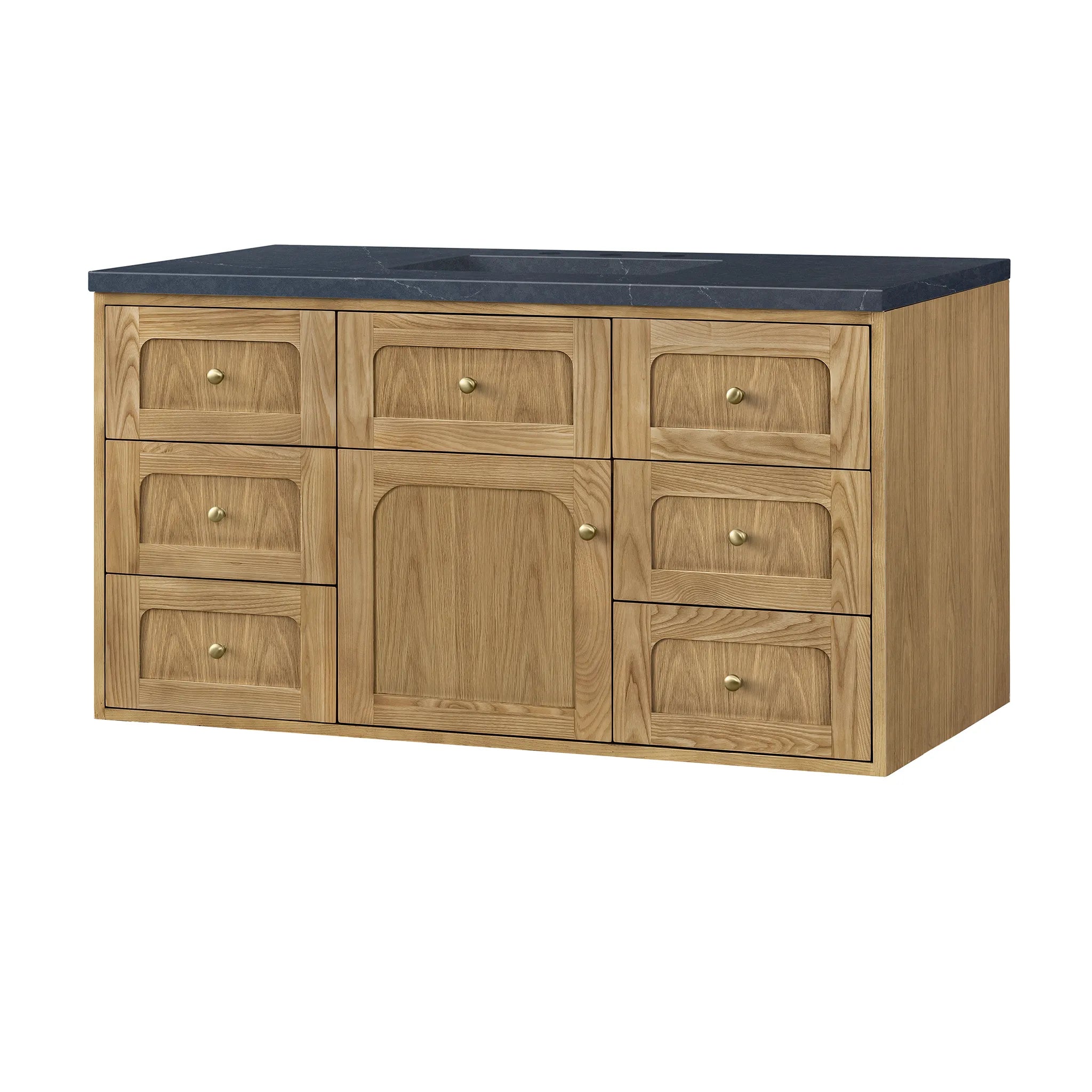 48" Laurent Single Vanity in Light Natural Oak-Charcoal Soapstone Silestone-8" Widespread image 12