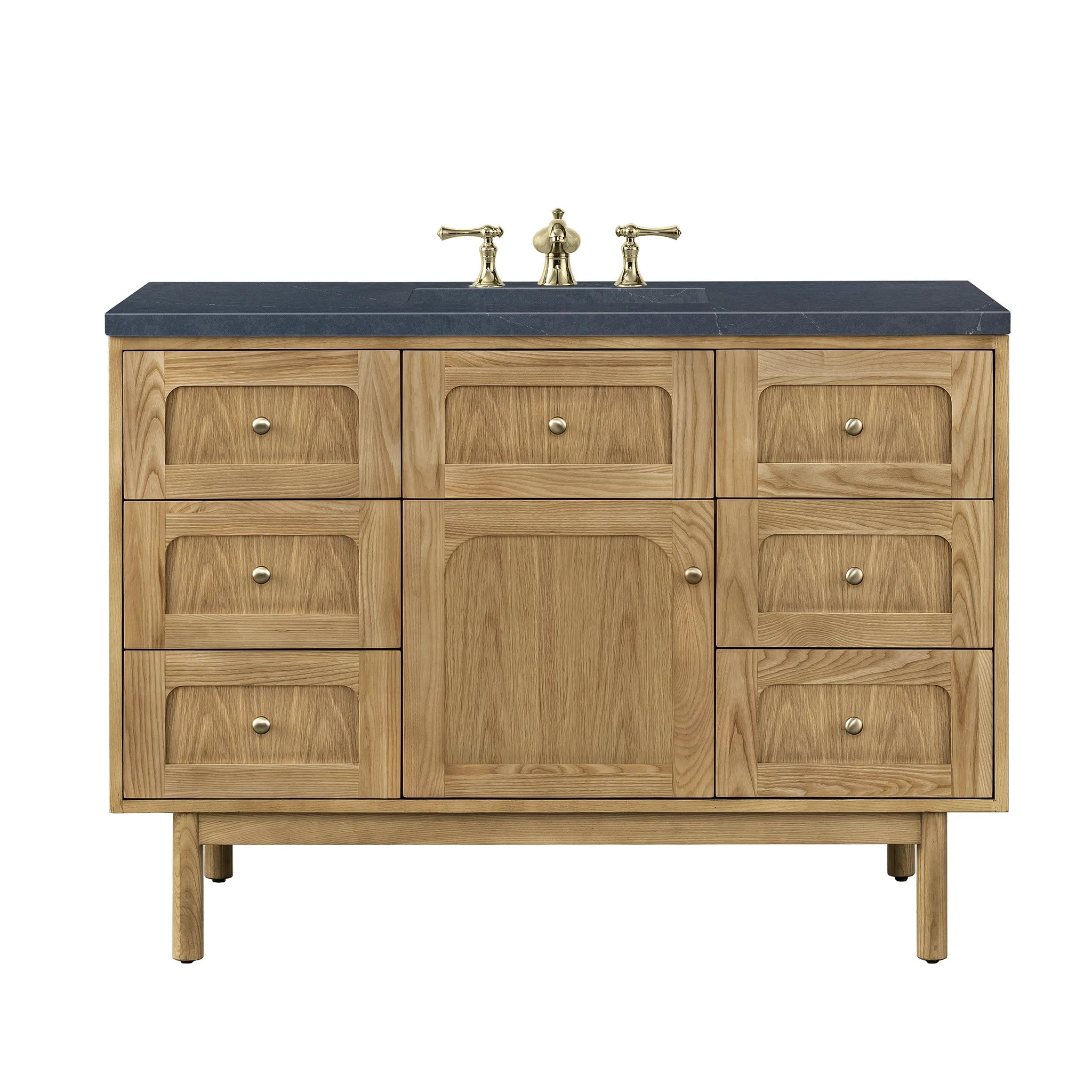 48" Laurent Single Vanity in Light Natural Oak-Charcoal Soapstone Silestone-8" Widespread image