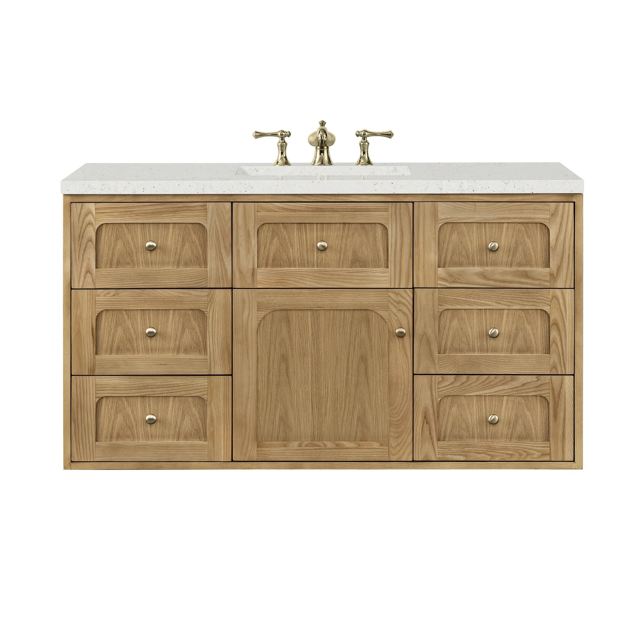 48" Laurent Single Vanity in Light Natural Oak-Lime Delight Silestone-8" Widespread image 1