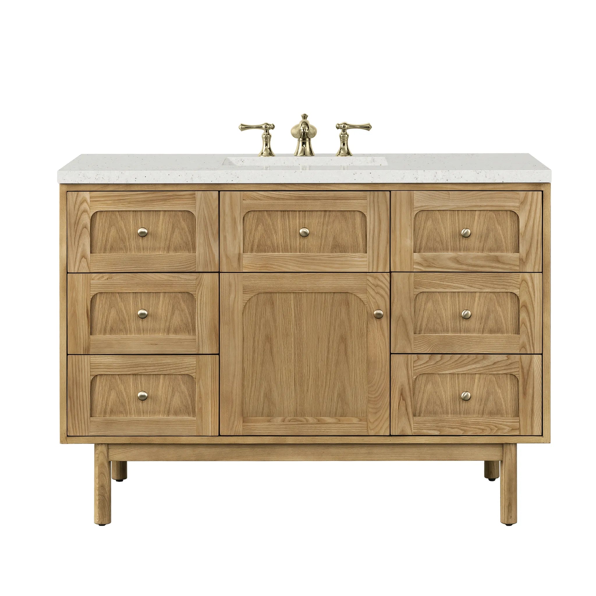 48" Laurent Single Vanity in Light Natural Oak-Lime Delight Silestone-8" Widespread image