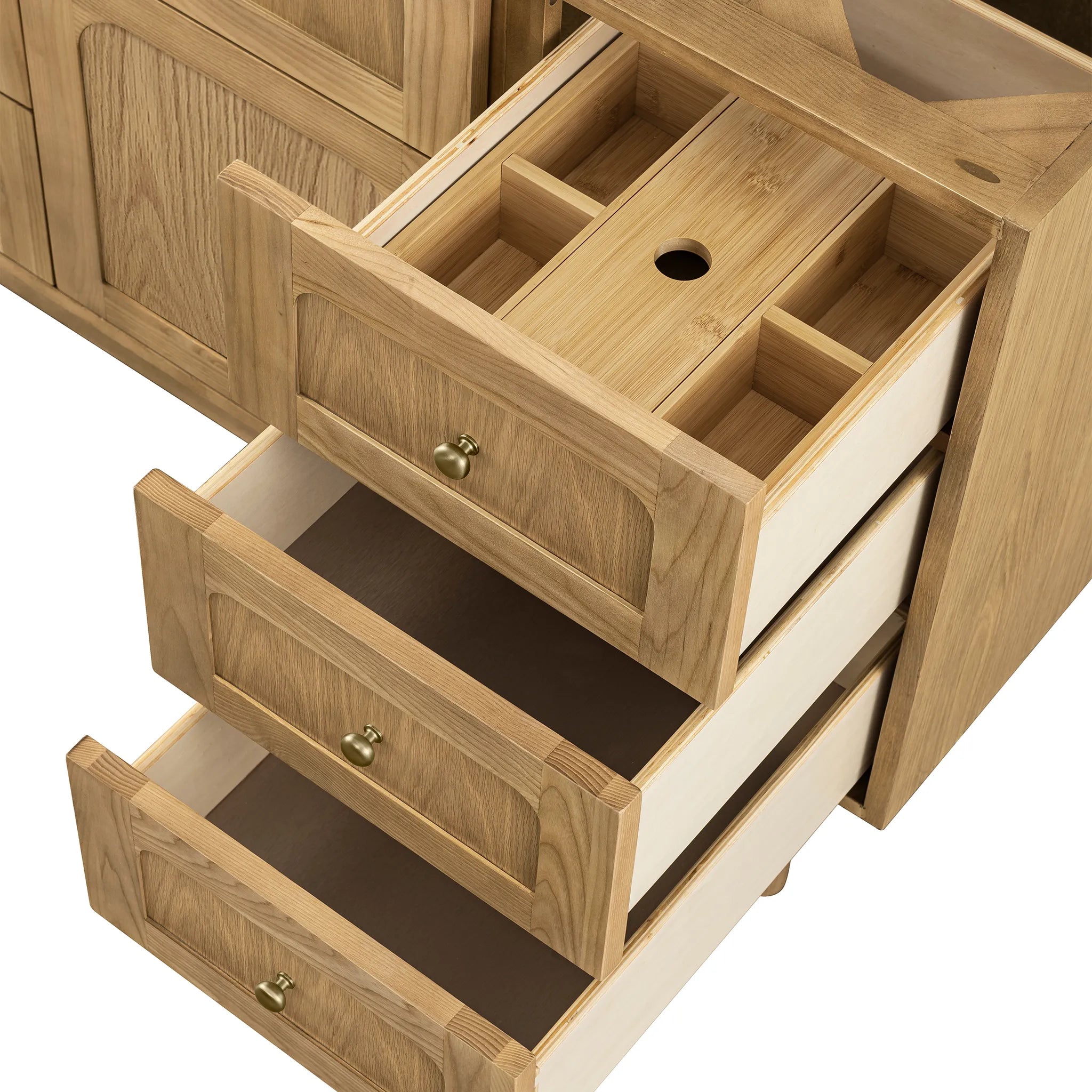 48" Laurent Single Vanity in Light Natural Oak-Parisien Bleu Silestone-8" Widespread image 15