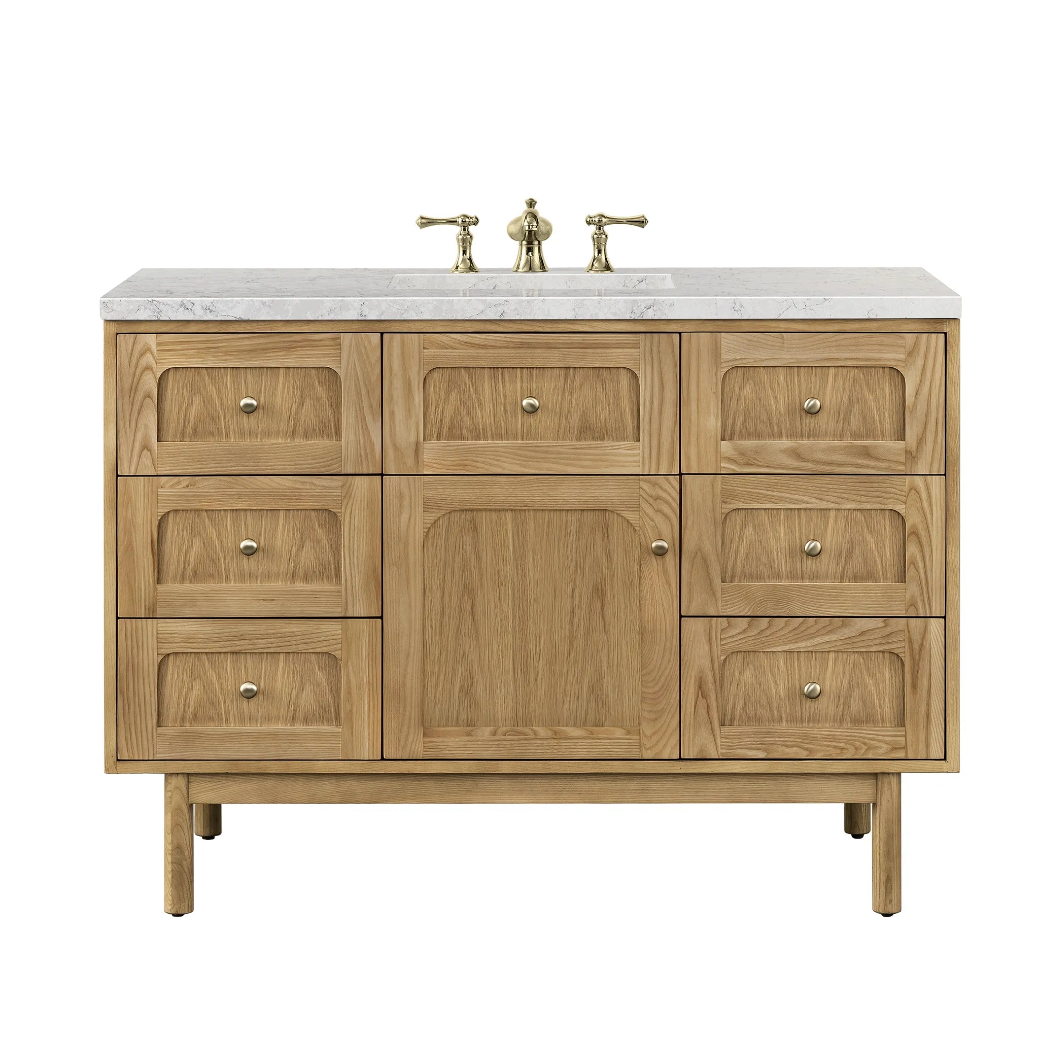 48" Laurent Single Vanity in Light Natural Oak by James Martin Vanities - AURA Modern Home