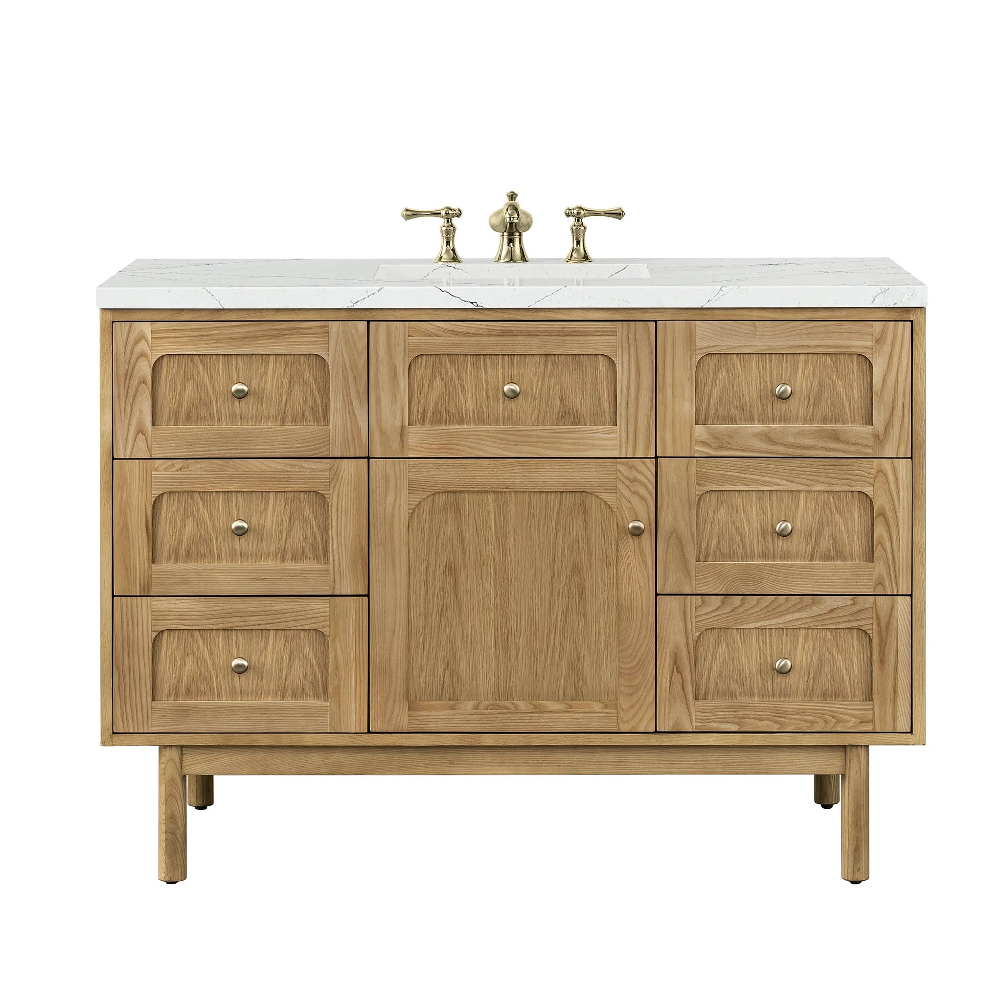 48" Laurent Single Vanity in Light Natural Oak by James Martin Vanities - AURA Modern Home
