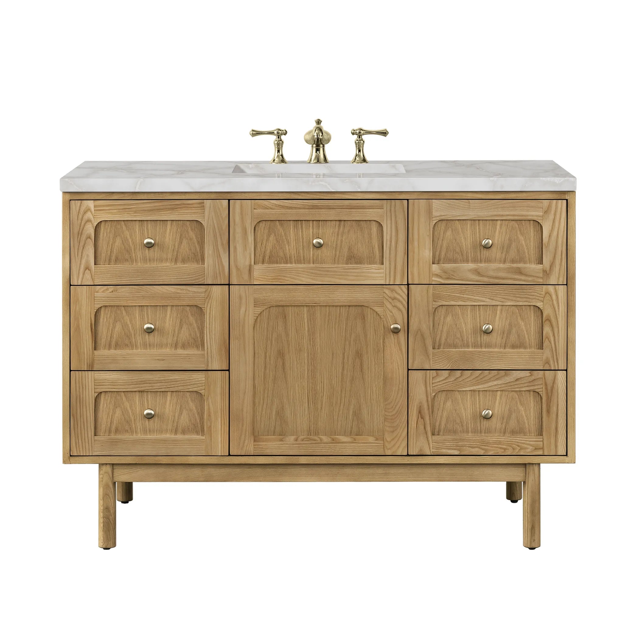 48" Laurent Single Vanity in Light Natural Oak by James Martin Vanities - AURA Modern Home