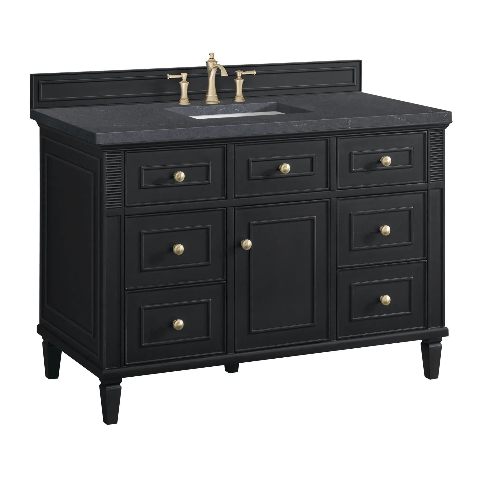 48" Lorelai Single Vanity in Black Onyx-Charcoal Soapstone Silestone-8" Widespread image 9