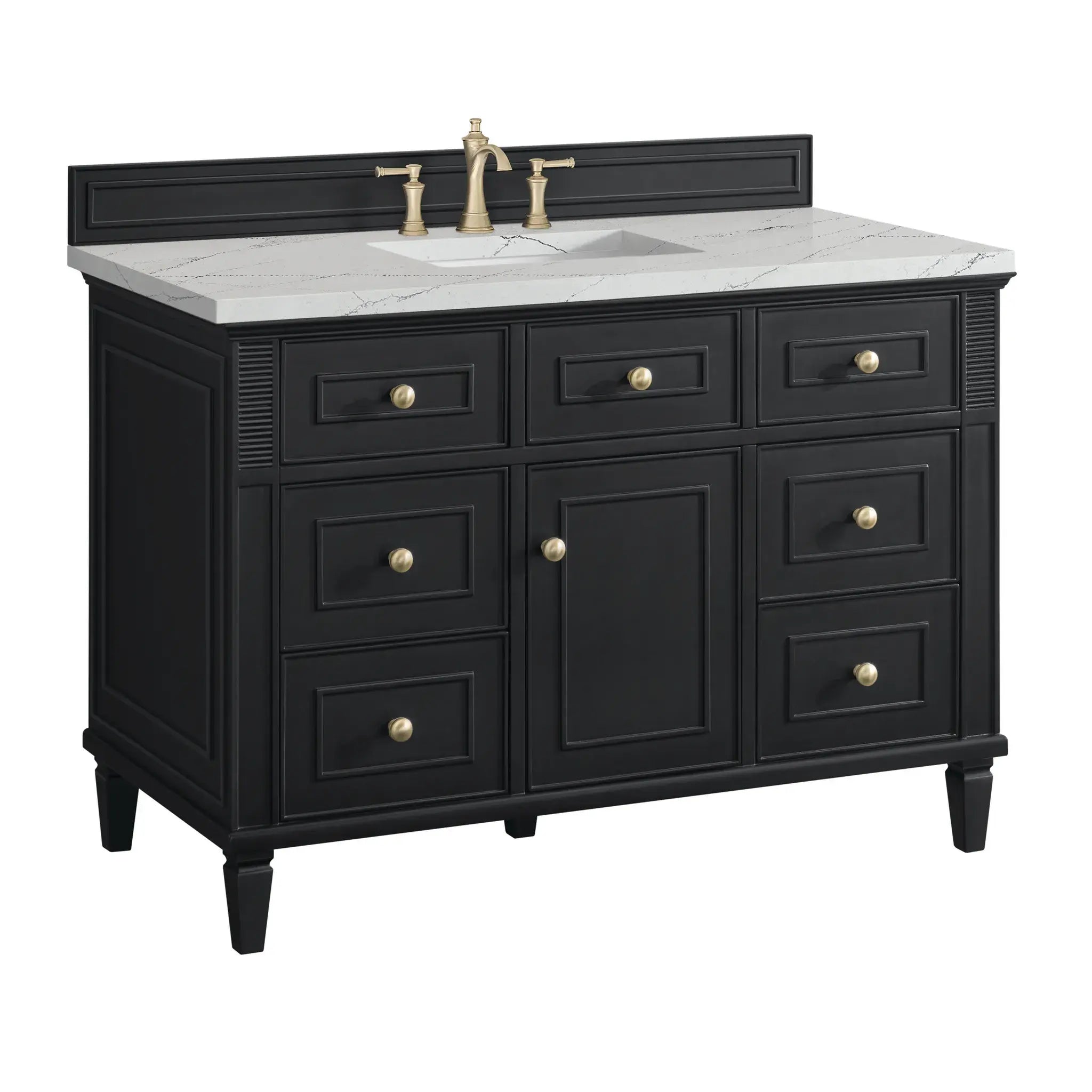 48" Lorelai Single Vanity in Black Onyx-Ethereal Noctis Silestone-8" Widespread image 9