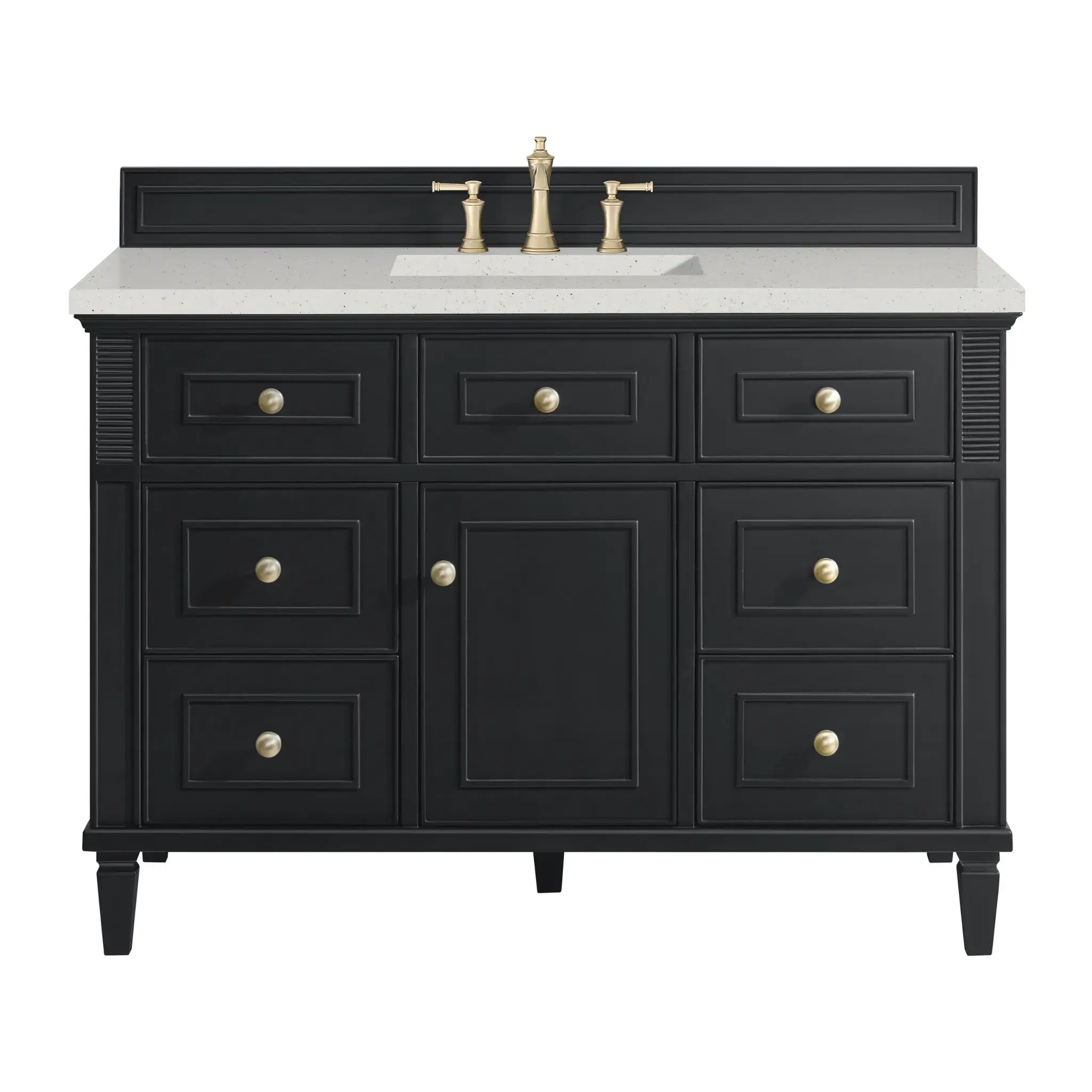 48" Lorelai Single Vanity in Black Onyx-Lime Delight Silestone-8" Widespread image