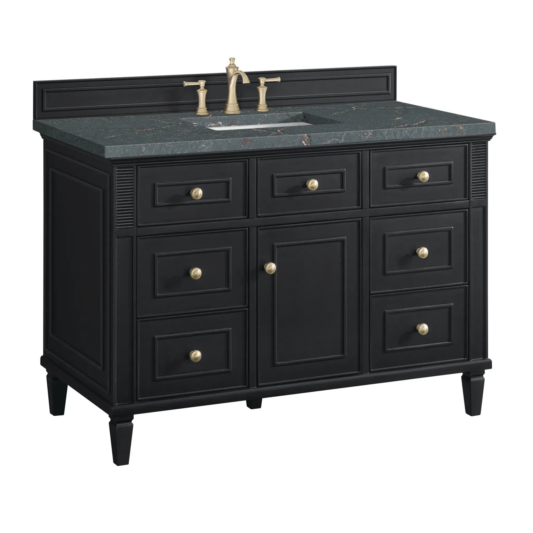 48" Lorelai Single Vanity in Black Onyx-Parisien Bleu Silestone-8" Widespread image 9
