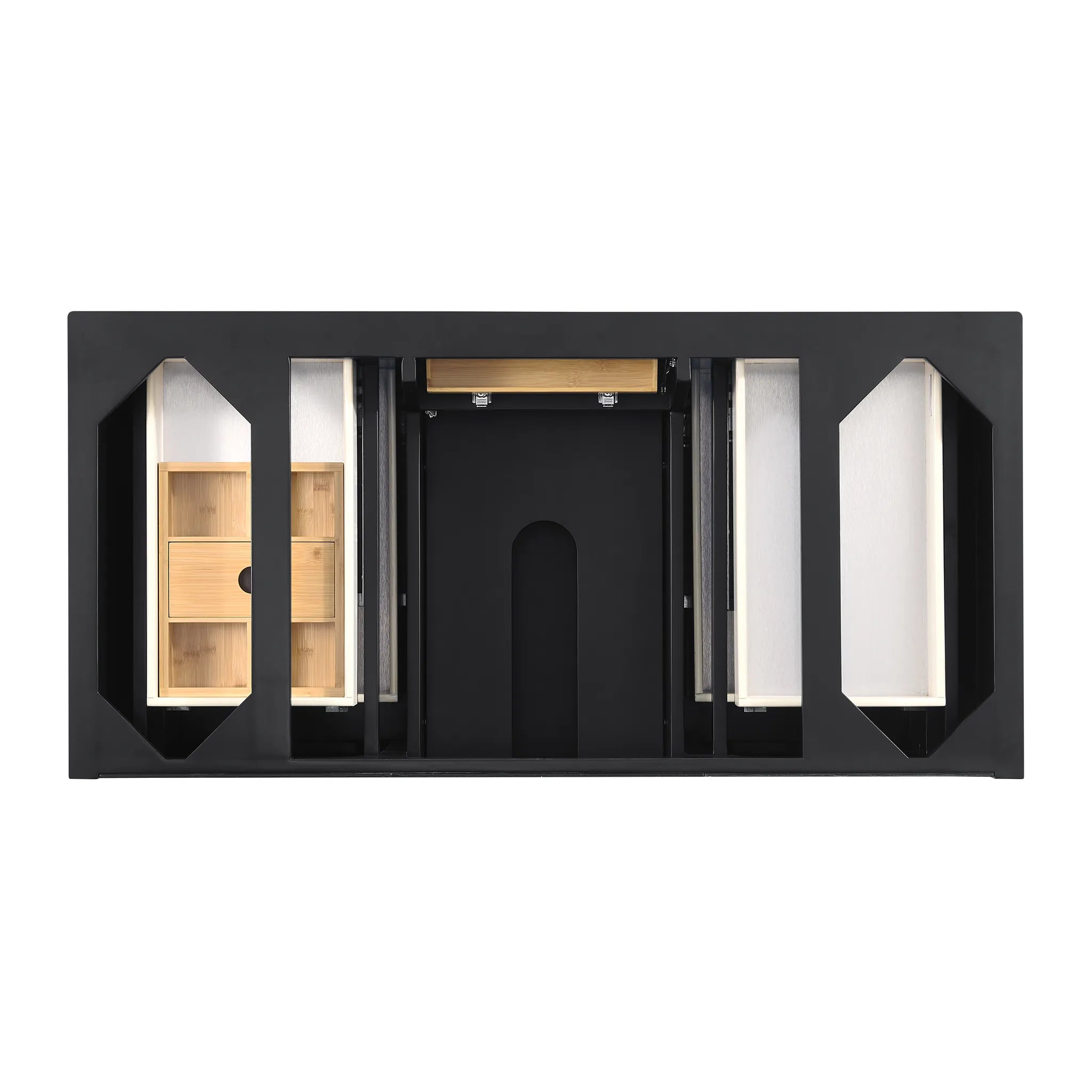 48" Lorelai Single Vanity in Black Onyx w/FreePower Wireless Charger-Eternal Jasmine Pearl Silestone-8" Widespread image 8
