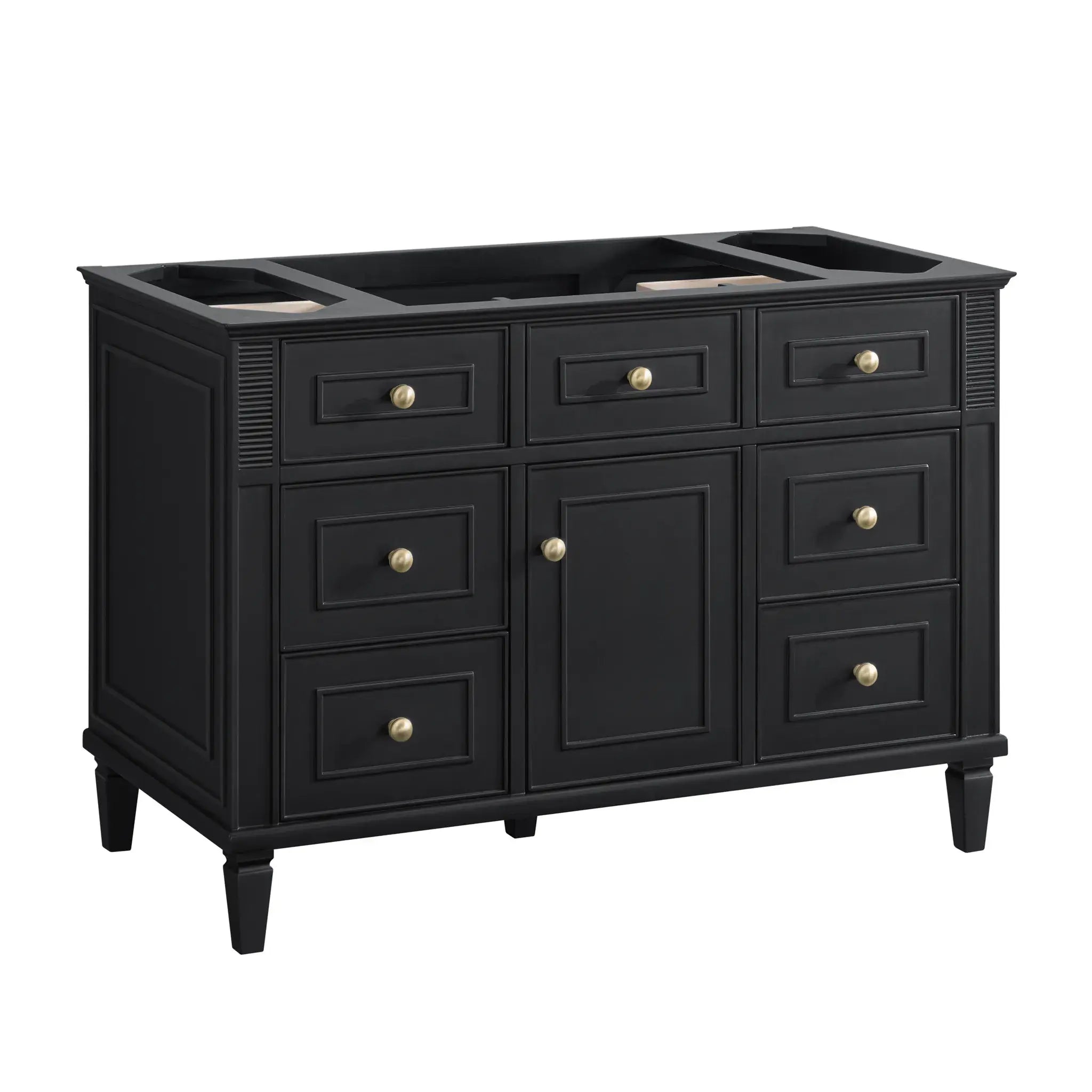 48" Lorelai Single Vanity in Black Onyx-White Zeus Silestone-8" Widespread image 1
