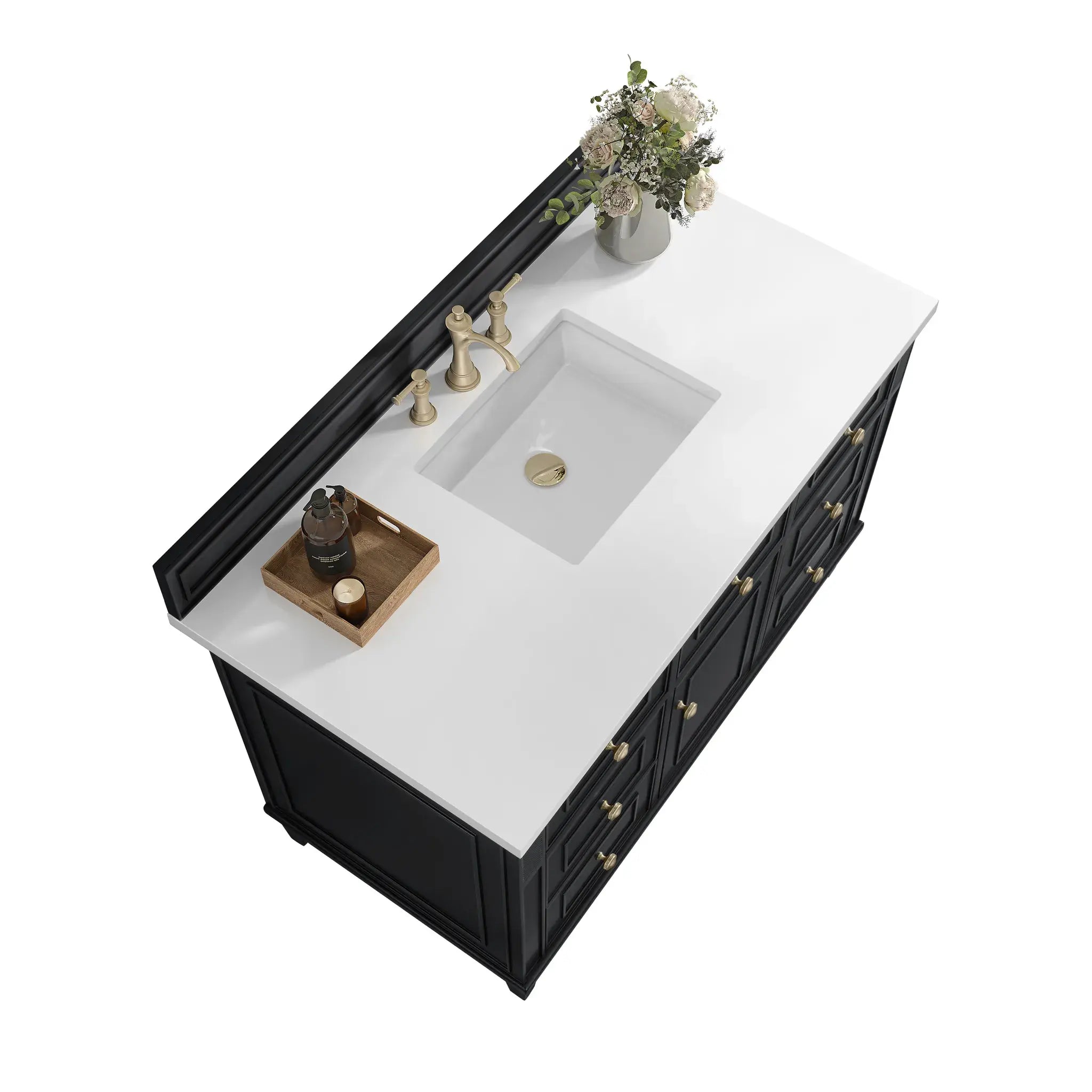 48" Lorelai Single Vanity in Black Onyx-White Zeus Silestone-8" Widespread image 7