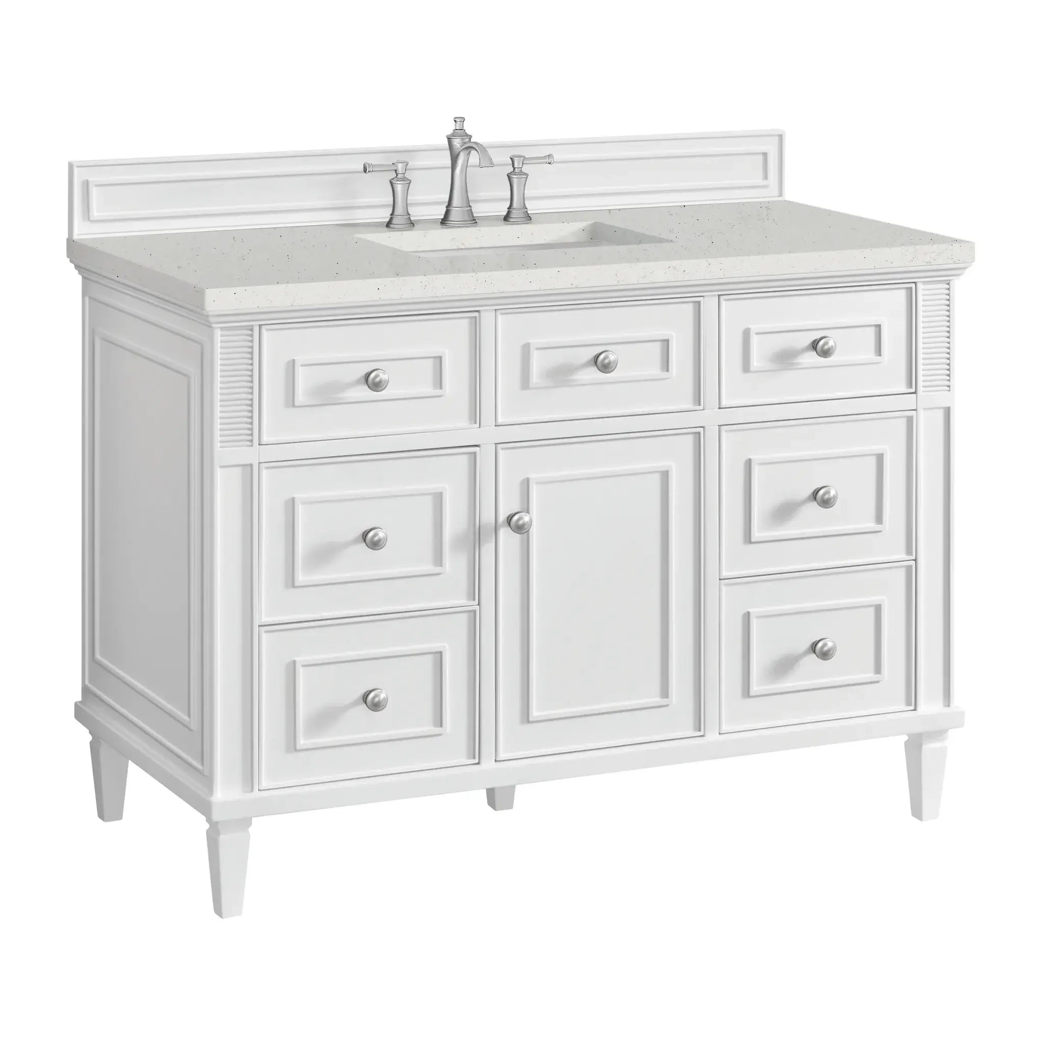 48" Lorelai Single Vanity in Bright White-Lime Delight Silestone-8" Widespread image 10