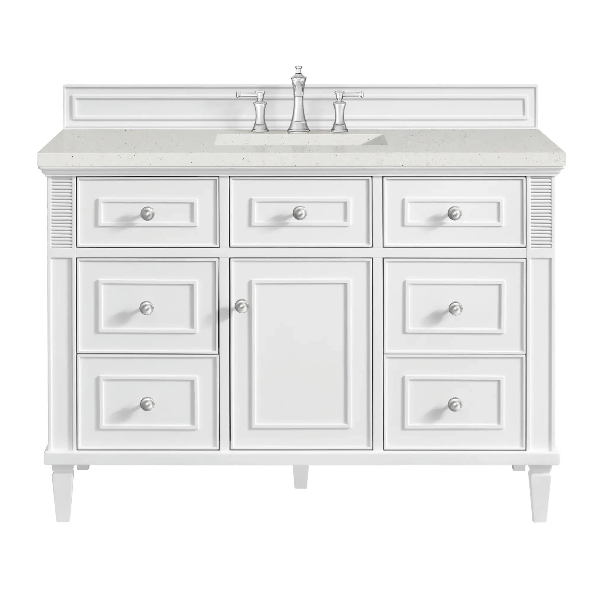 48" Lorelai Single Vanity in Bright White-Lime Delight Silestone-8" Widespread image