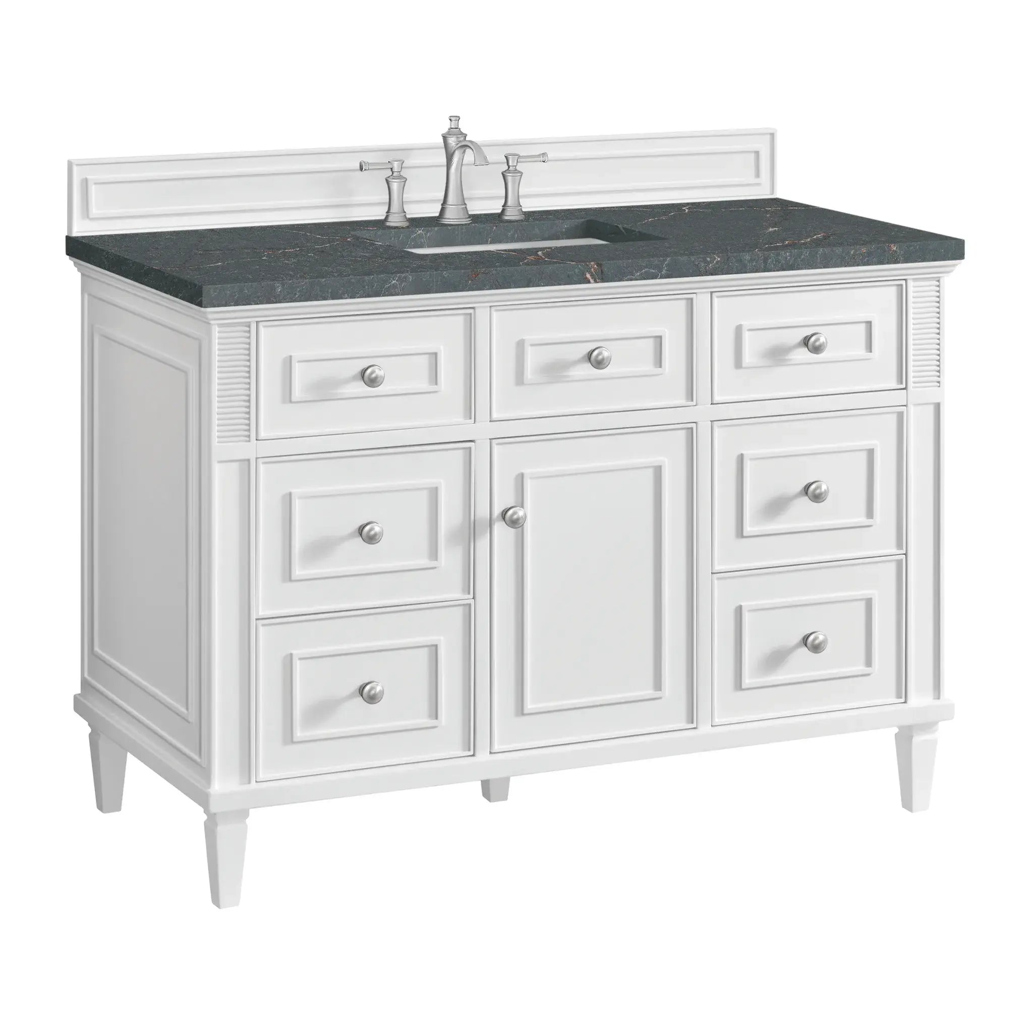48" Lorelai Single Vanity in Bright White-Parisien Bleu Silestone-8" Widespread image 10