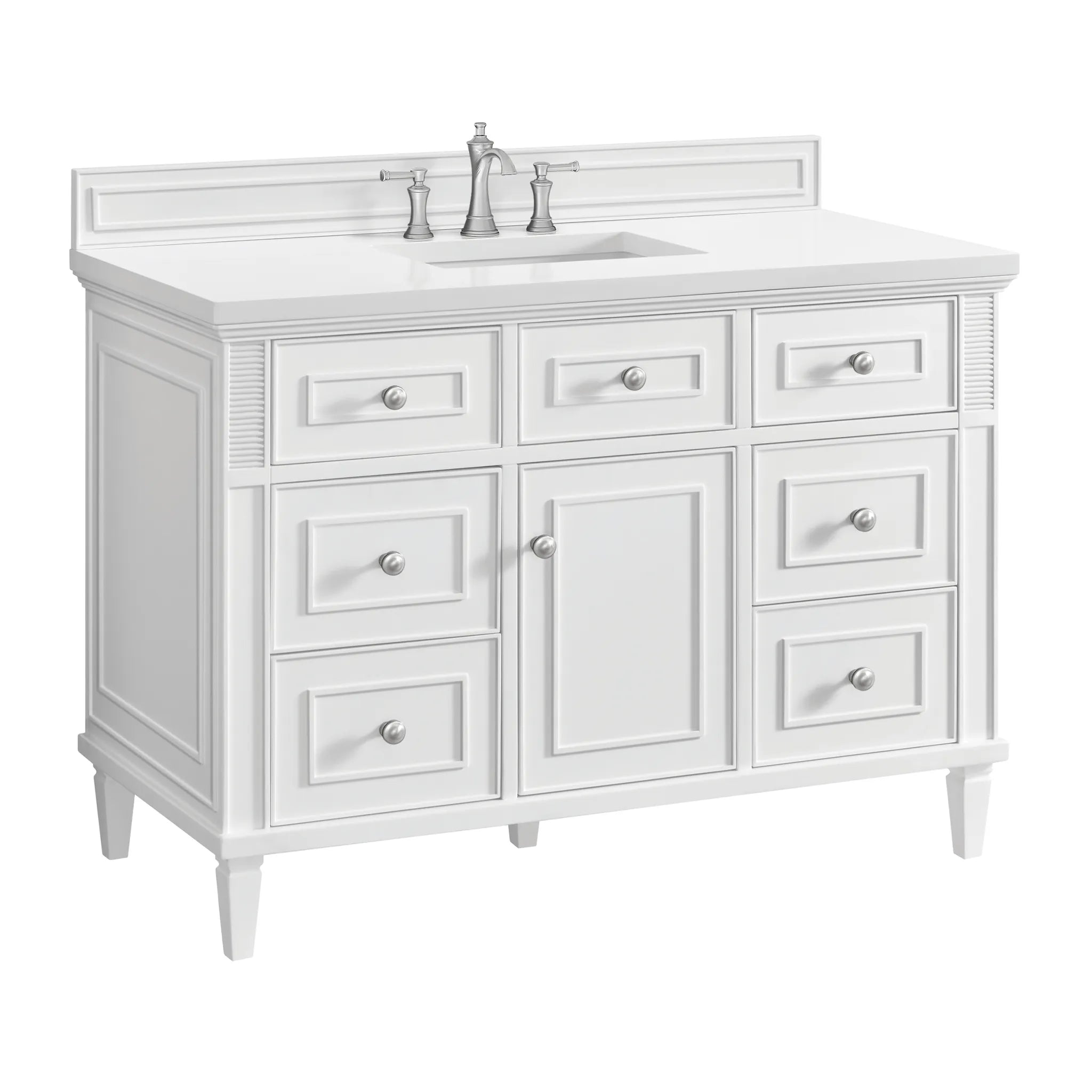 48" Lorelai Single Vanity in Bright White w/FreePower Wireless Charger-Cabinet Only-Not Available image 2