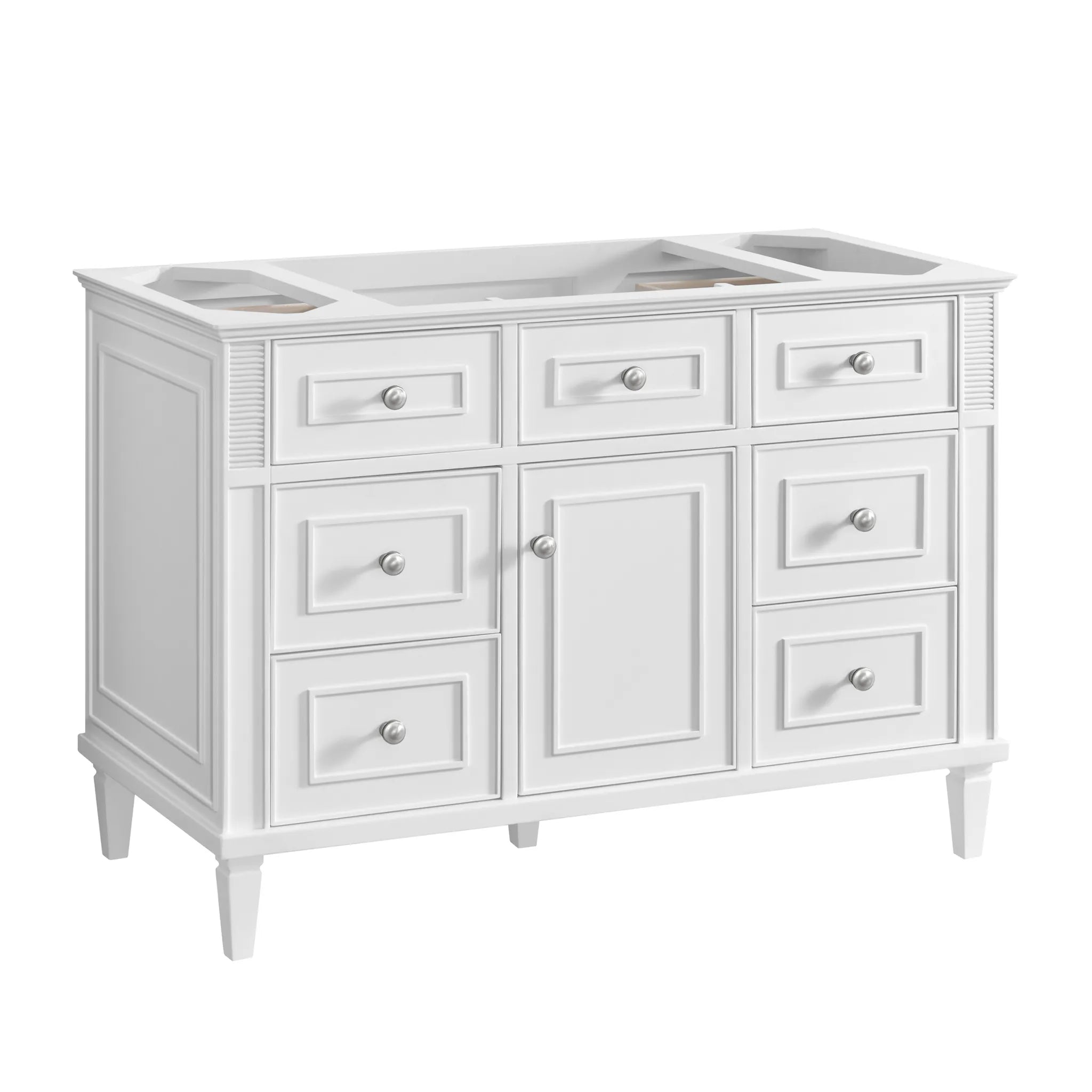 48" Lorelai Single Vanity in Bright White Wireless Charger-Eternal Jasmine Pearl Silestone-8" Widespread image 5