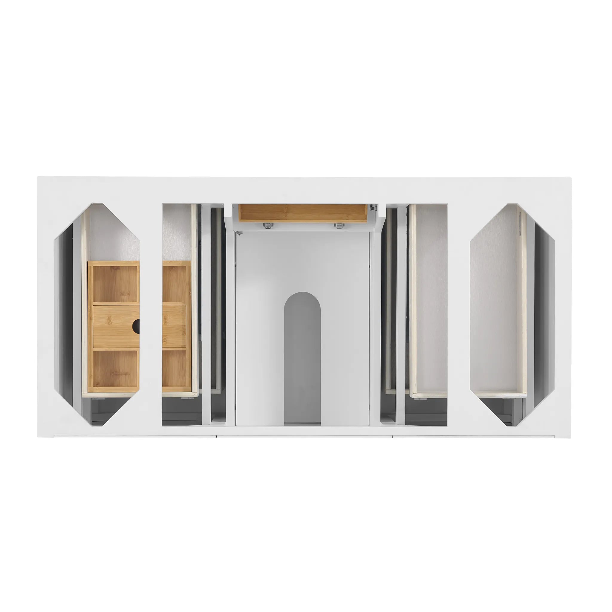 48" Lorelai Single Vanity in Bright White Wireless Charger-Eternal Jasmine Pearl Silestone-8" Widespread image 9