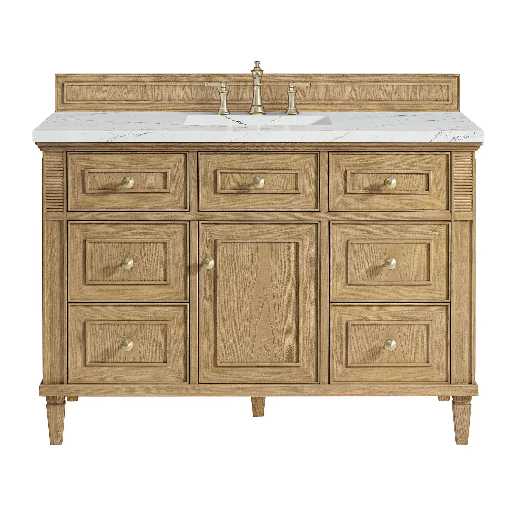 48" Lorelai Single Vanity in Light Natural Oak-Ethereal Noctis Silestone-8" Widespread image