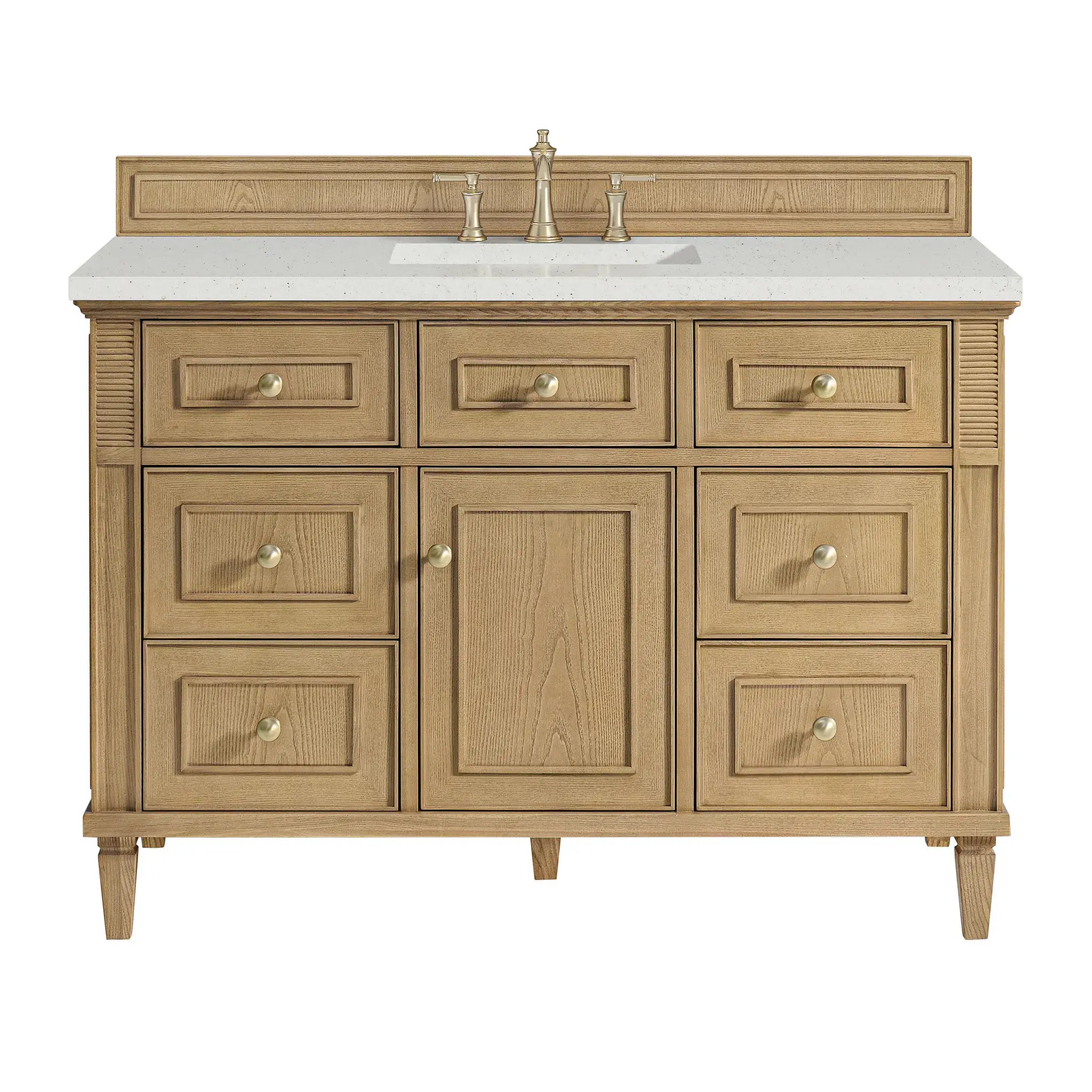 48" Lorelai Single Vanity in Light Natural Oak-Lime Delight Silestone-8" Widespread image
