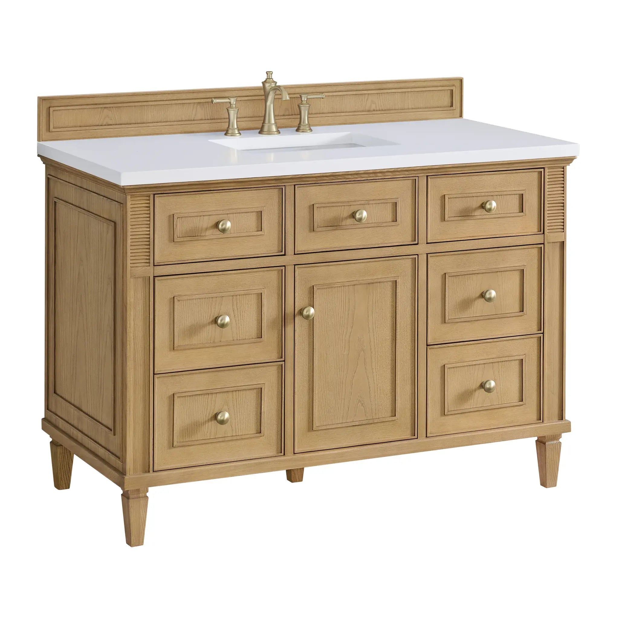 48" Lorelai Single Vanity in Light Natural Oak-White Zeus Silestone-8" Widespread image 11