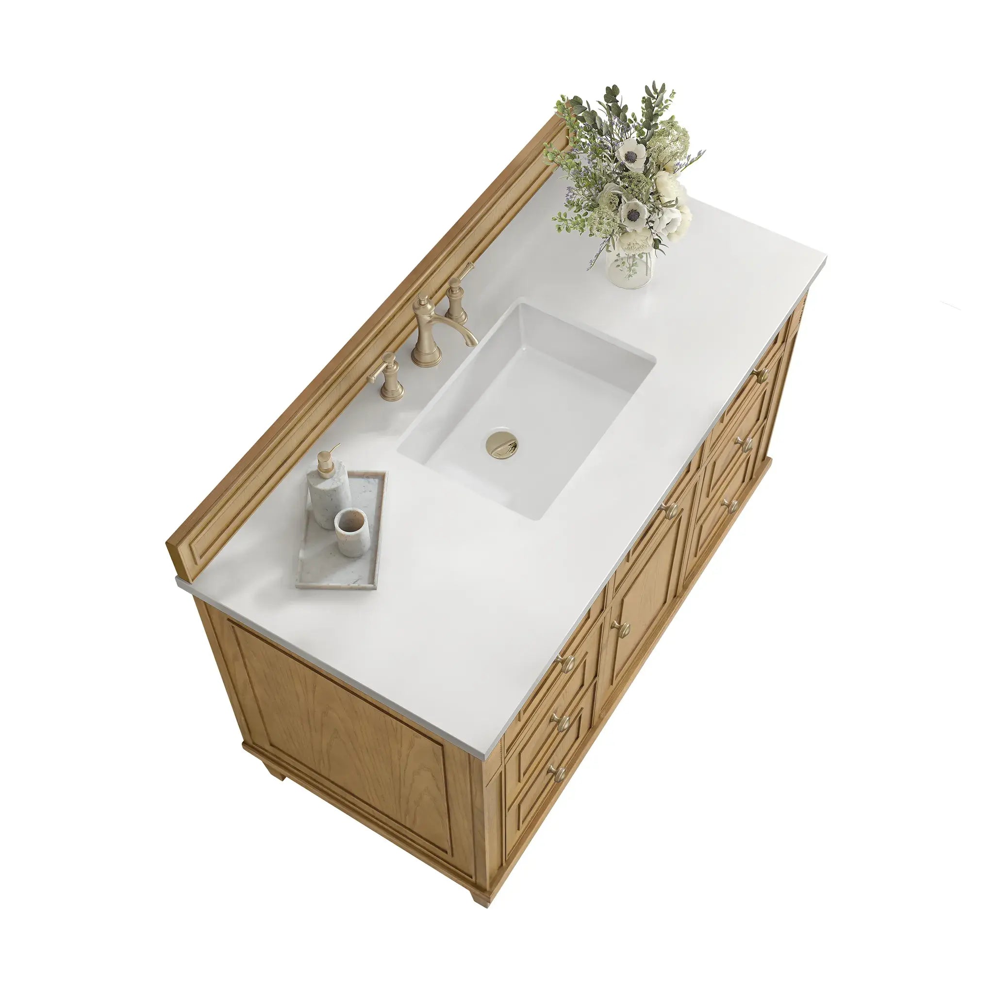 48" Lorelai Single Vanity in Light Natural Oak-White Zeus Silestone-8" Widespread image 7
