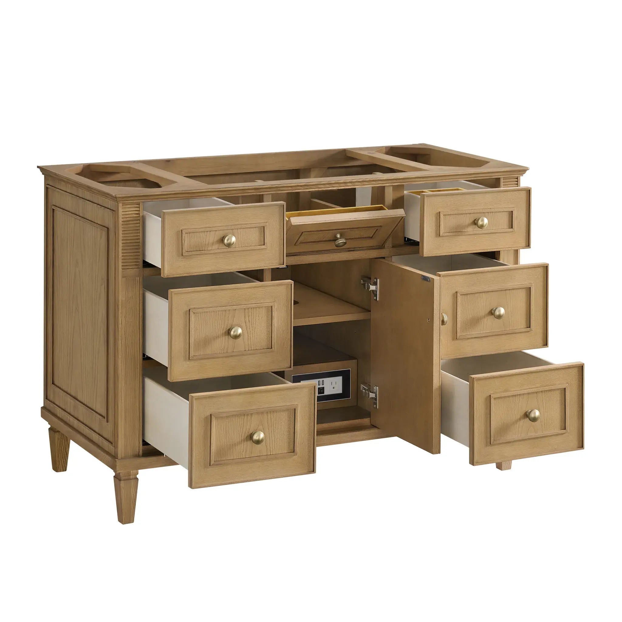 48" Lorelai Single Vanity in Light Natural Oak-White Zeus Silestone-8" Widespread image 9