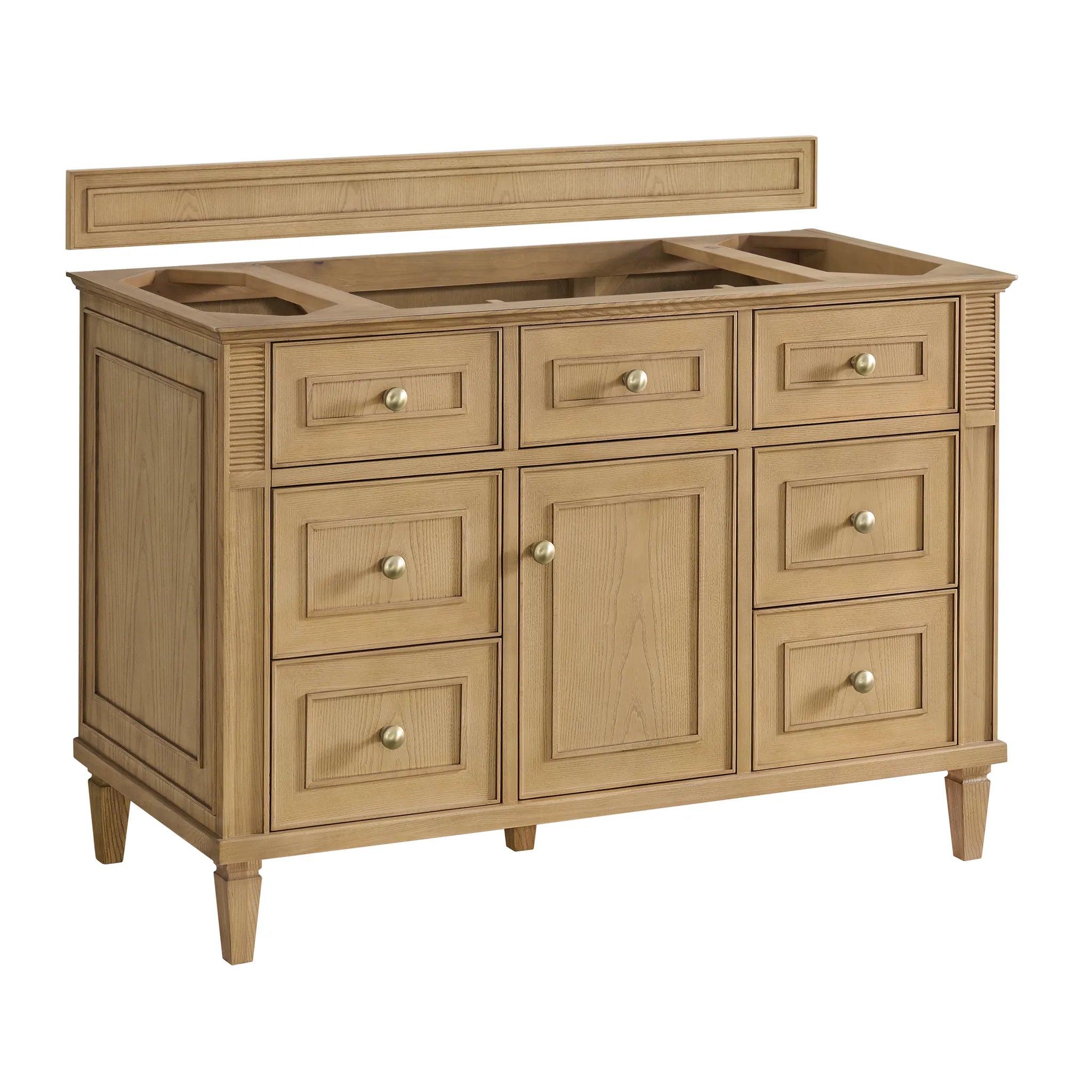 48" Lorelai Single Vanity in Light Natural Oak Wireless Charger-Eternal Jasmine Pearl Silestone-8" Widespread image 4