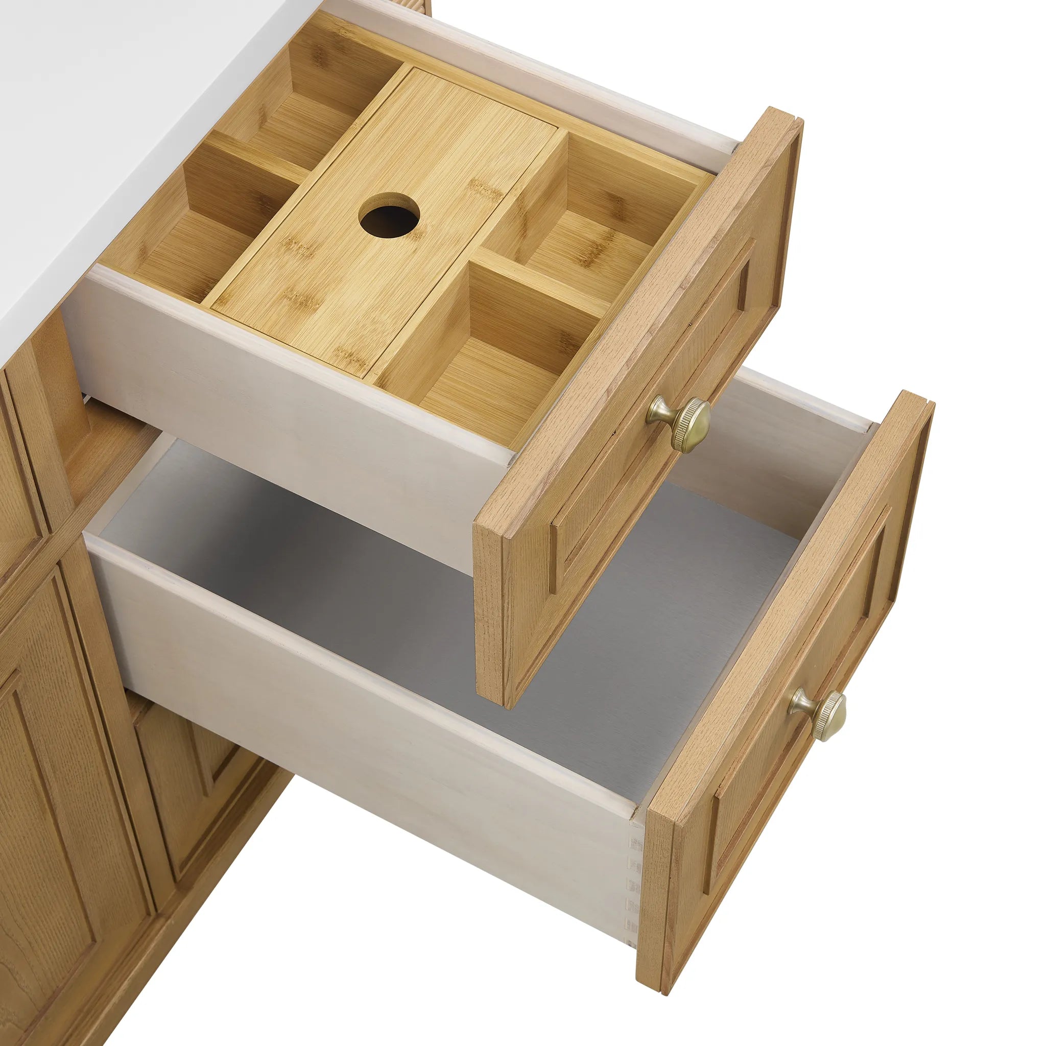 48" Lorelai Single Vanity in Light Natural Oak Wireless Charger-Ethereal Noctis Silestone-8" Widespread image 15