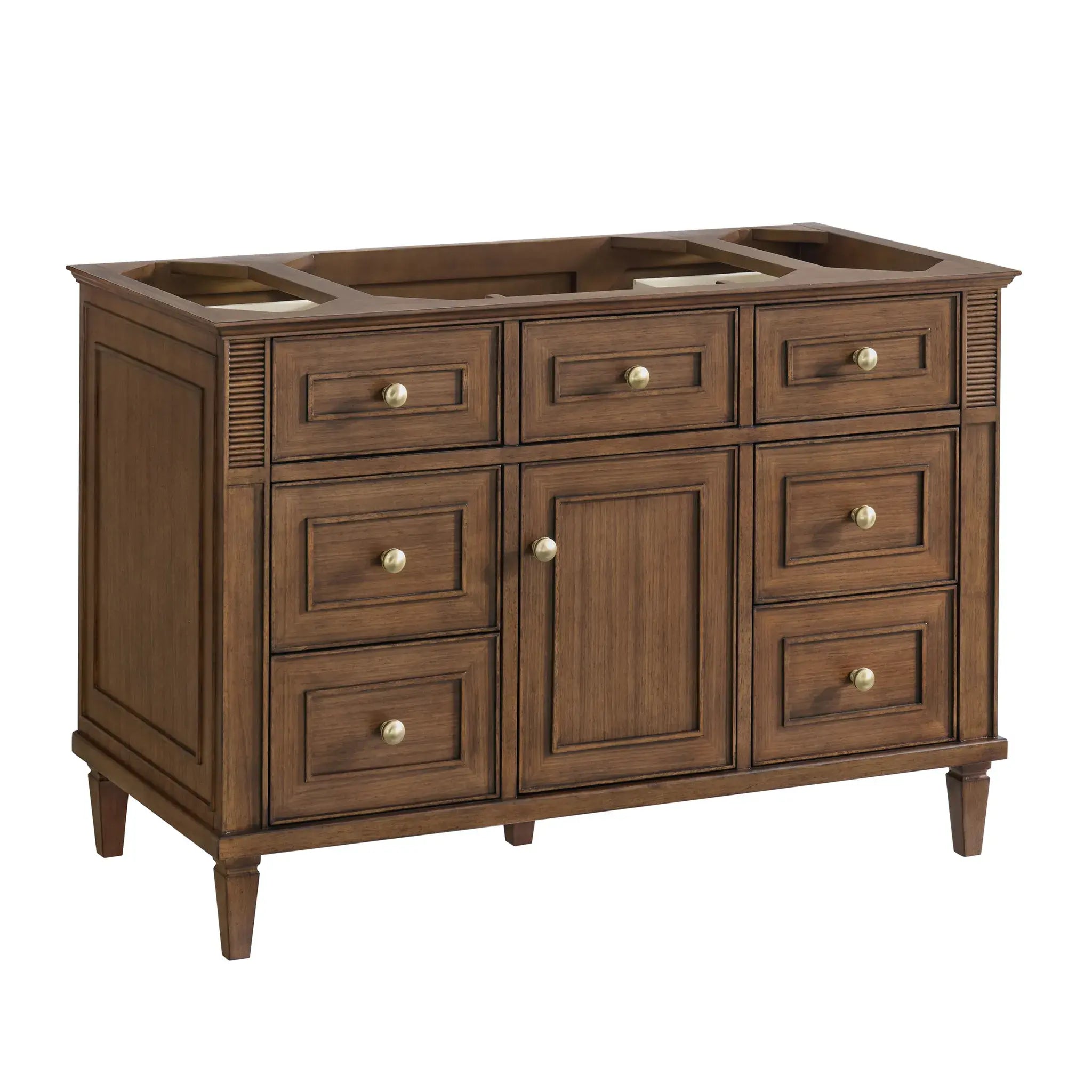 48" Lorelai Single Vanity in Mid-Century Walnut-Carrara White Marble-8" Widespread image 2