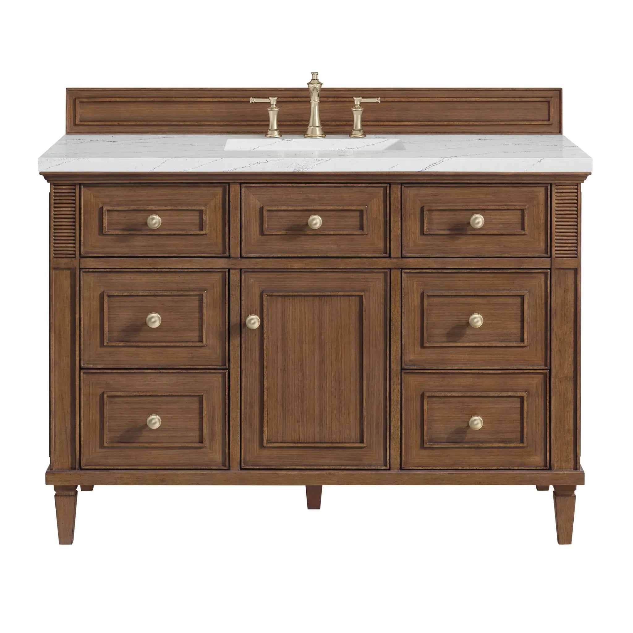 48" Lorelai Single Vanity in Mid-Century Walnut-Ethereal Noctis Silestone-8" Widespread image