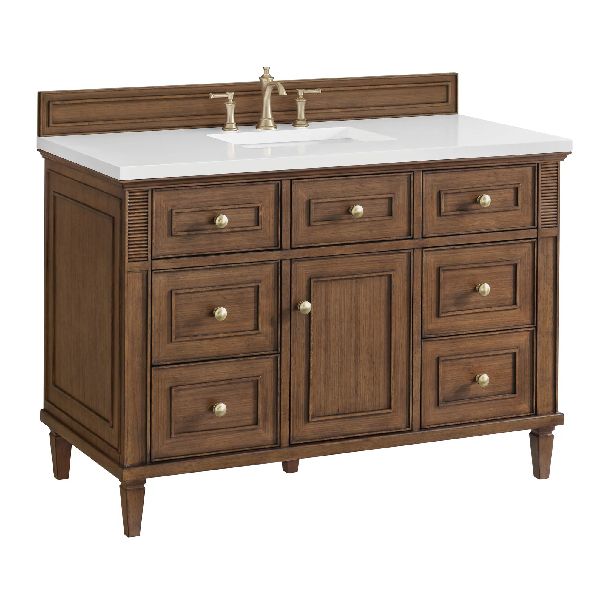 48" Lorelai Single Vanity in Mid-Century Walnut w/FreePower Wireless Charger-Cabinet Only-Not Available image 3