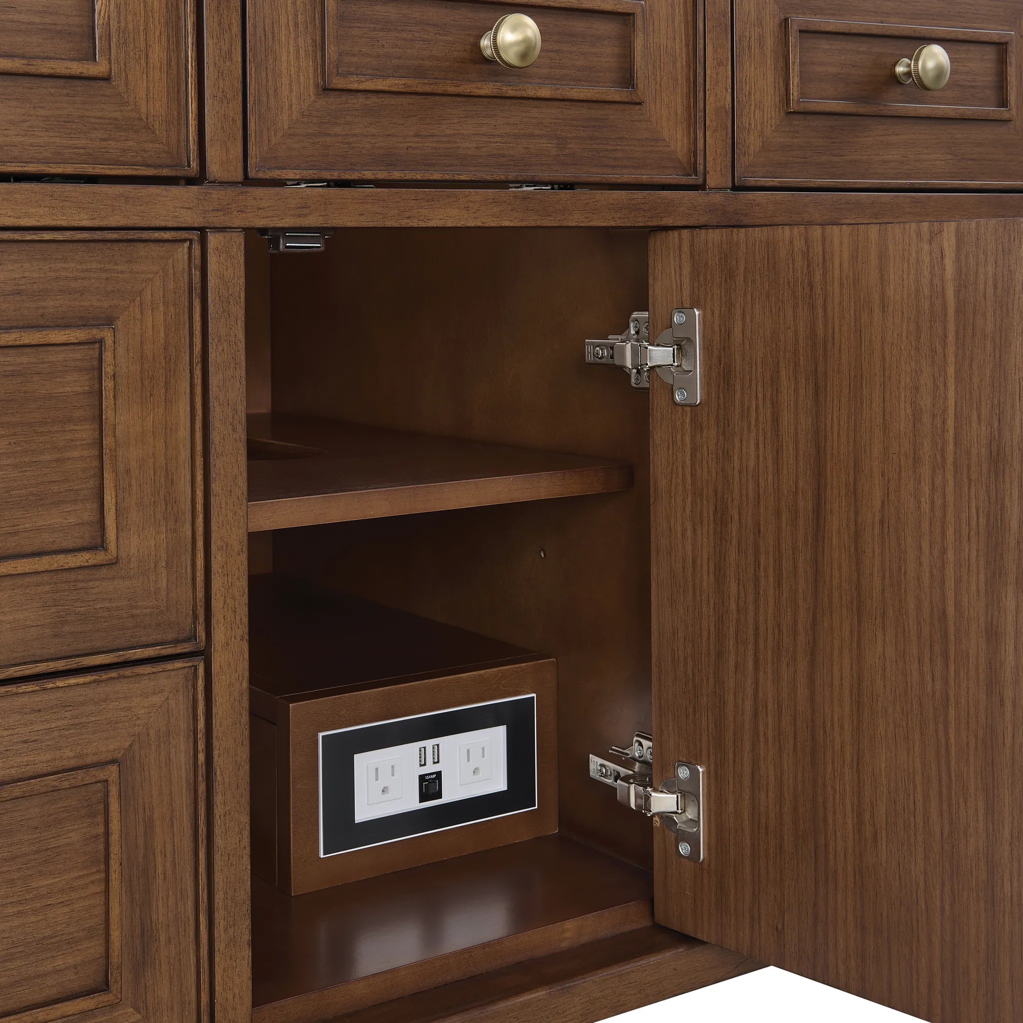 48" Lorelai Single Vanity in Mid-Century Walnut w/FreePower Wireless Charger-Cabinet Only-Not Available image 5