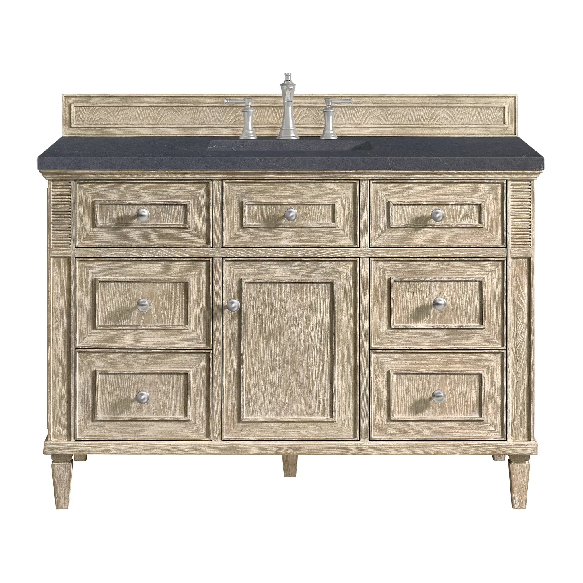 48" Lorelai Single Vanity in Whitewashed Oak-Charcoal Soapstone Silestone-8" Widespread image