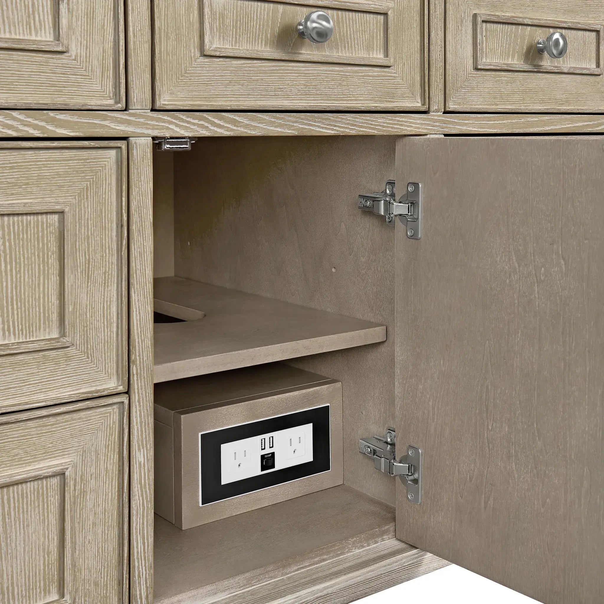 48" Lorelai Single Vanity in Whitewashed Oak-Eternal Jasmine Pearl Silestone-8" Widespread image 10