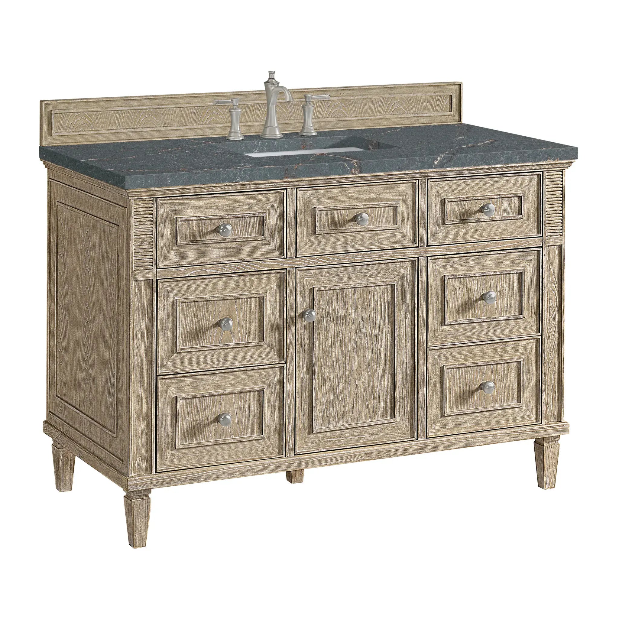 48" Lorelai Single Vanity in Whitewashed Oak-Parisien Bleu Silestone-8" Widespread image 9