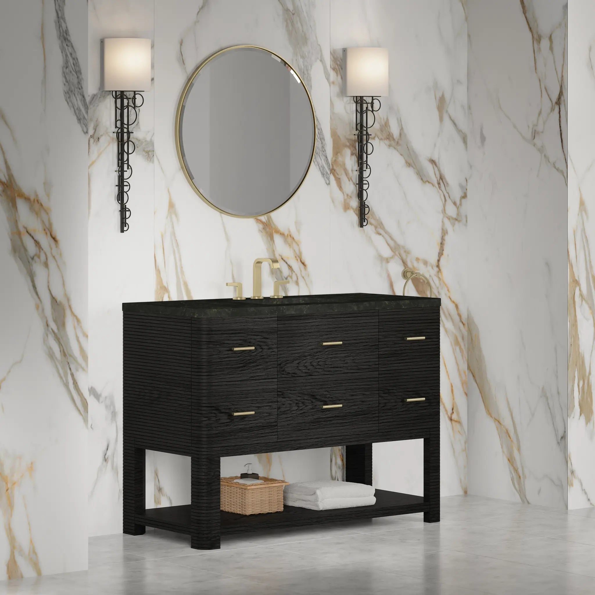 48 Lucian Single Vanity In Carbon Oak Standard Phantome Eclos 8 Widespread 3