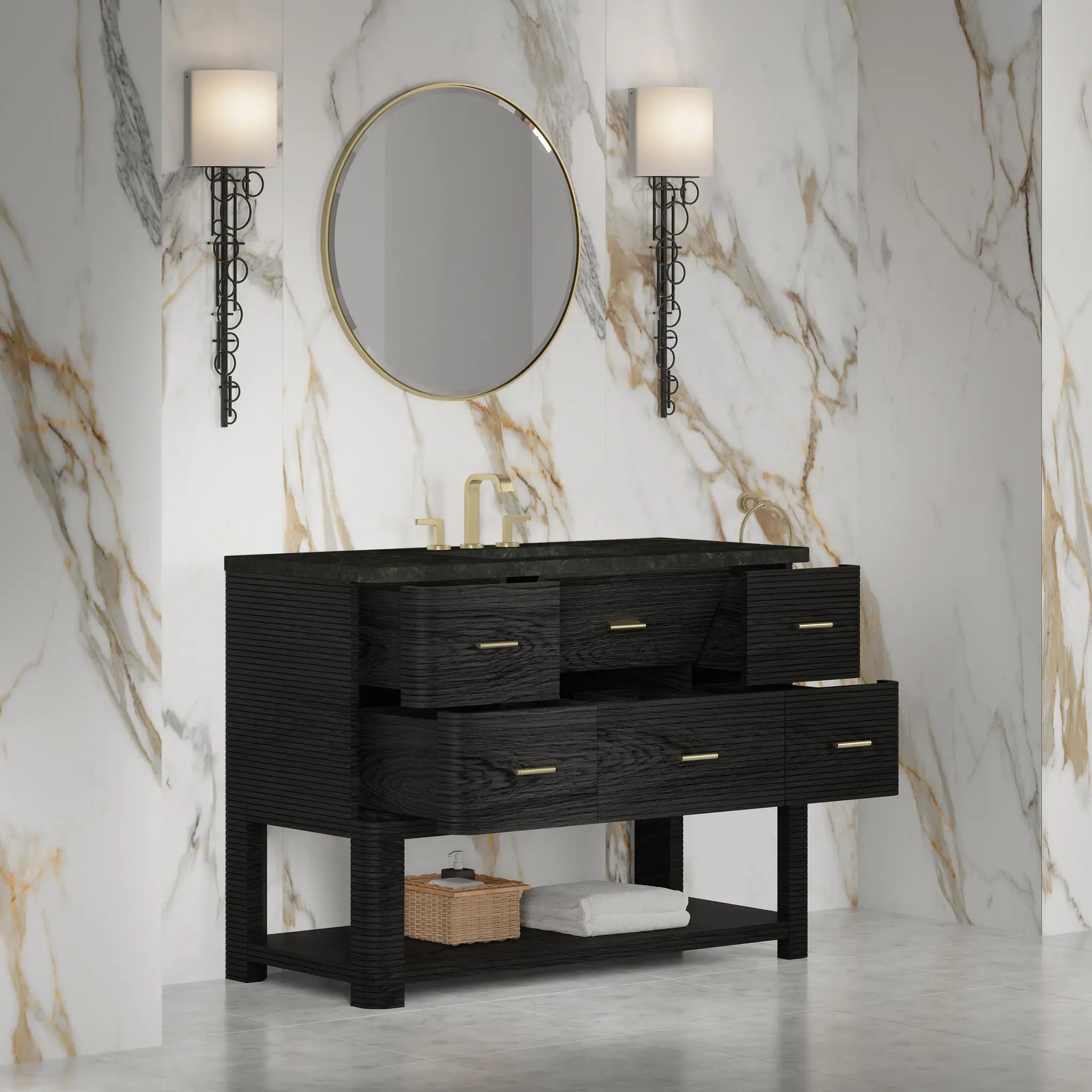 48 Lucian Single Vanity In Carbon Oak Standard Phantome Eclos 8 Widespread 4