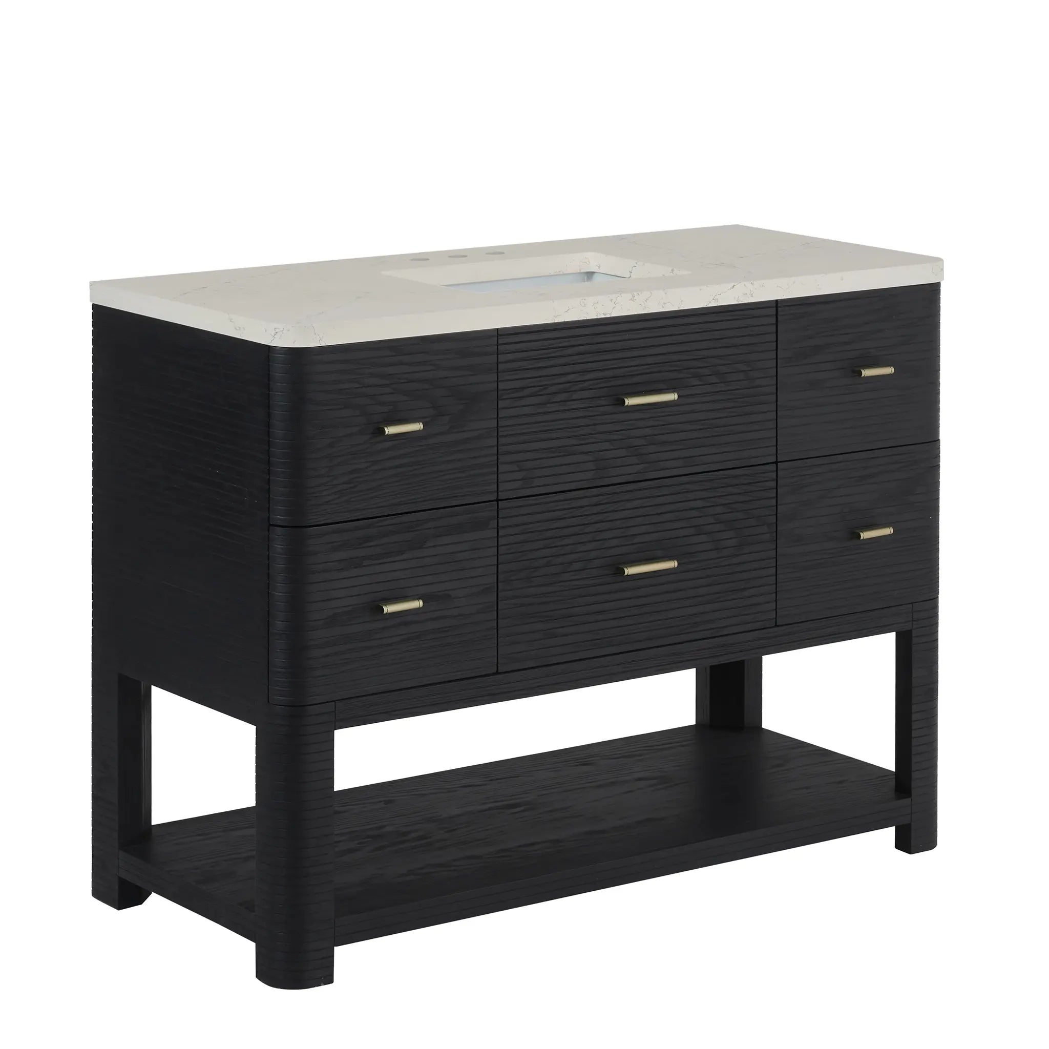 48 Lucian Single Vanity In Carbon Oak Standard Siberian Silestone 8 Widespread 6