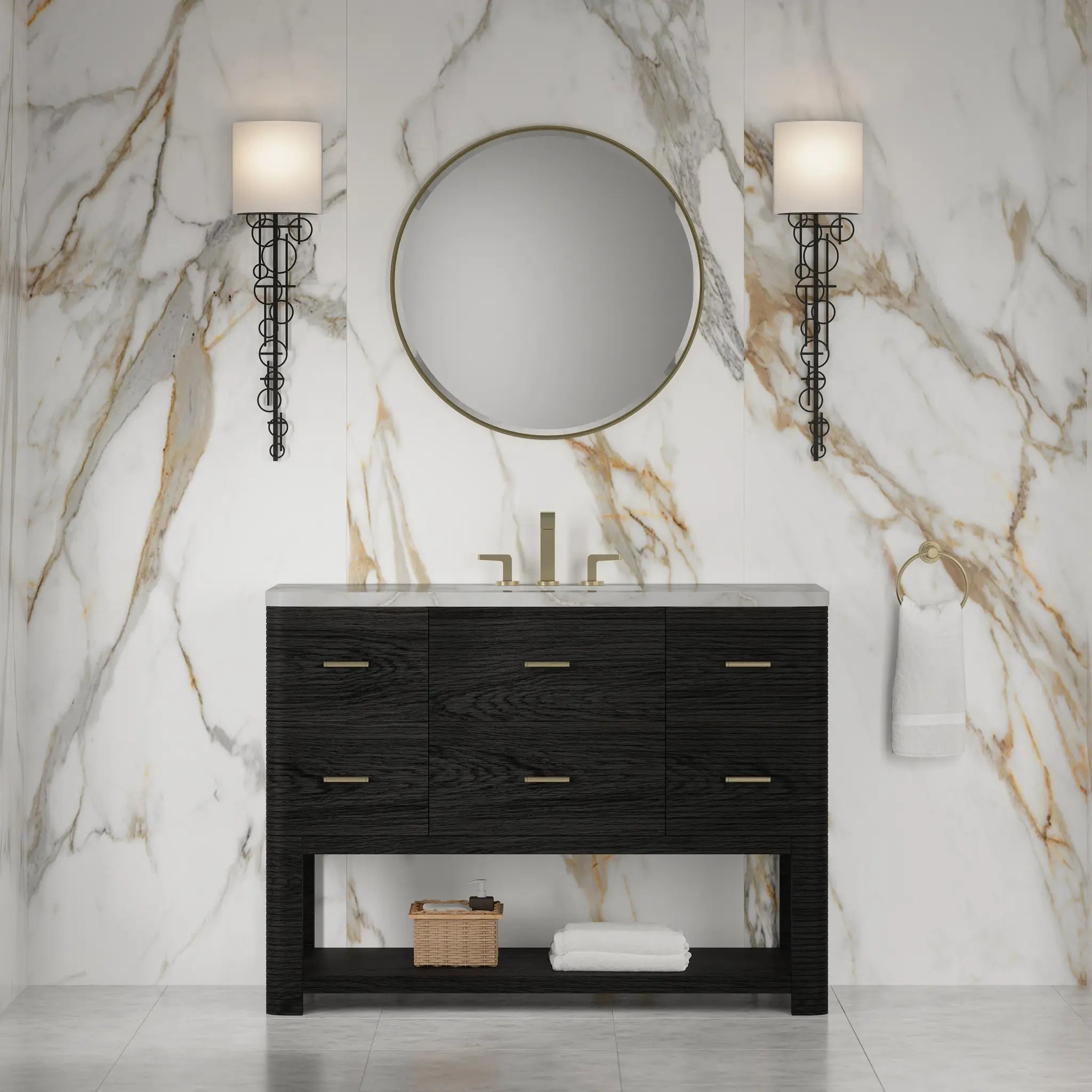 48 Lucian Single Vanity In Carbon Oak Standard Victorian Silver Silestone 8 Widespread 2