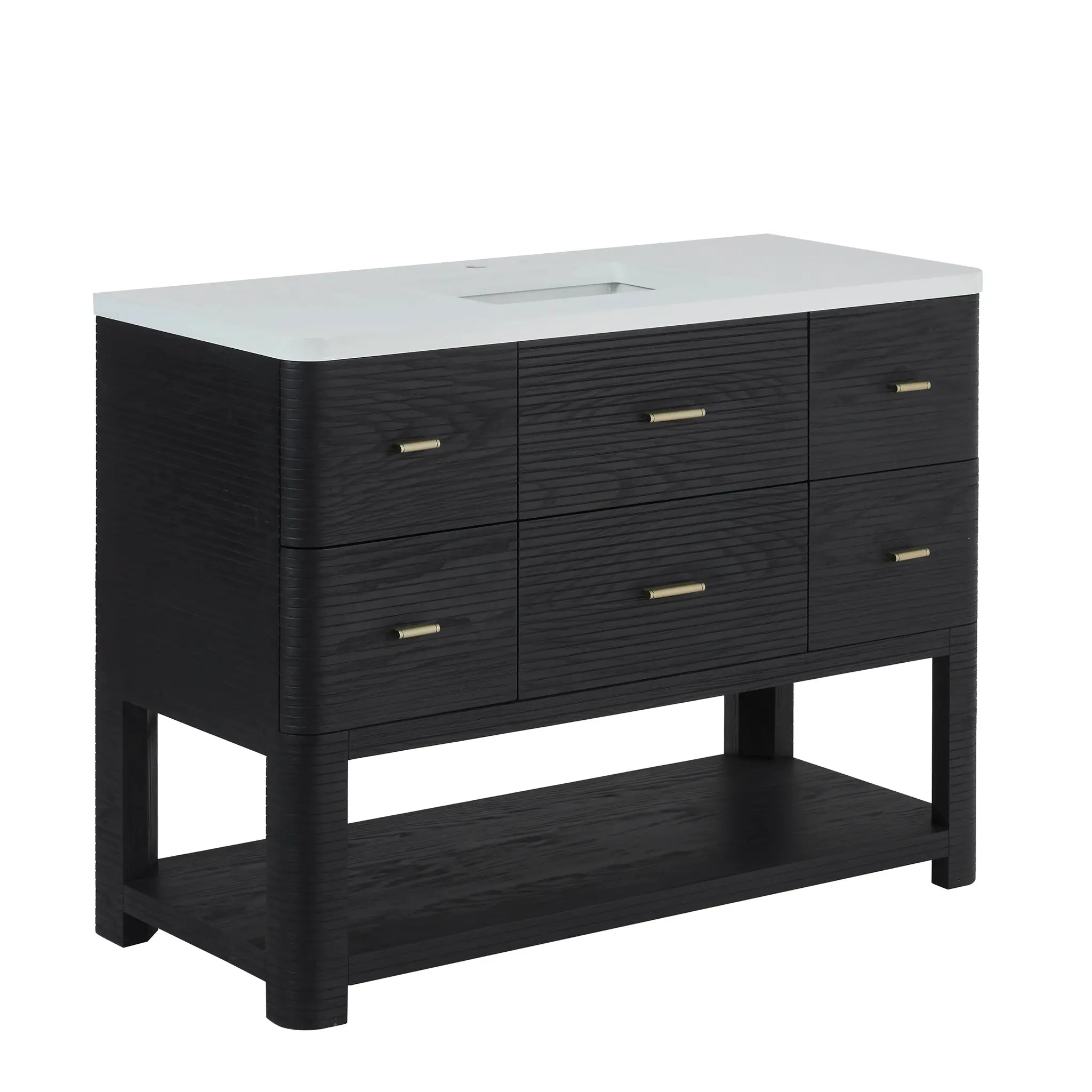 48 Lucian Single Vanity In Carbon Oak Standard White Zeus Silestone 8 Widespread 12