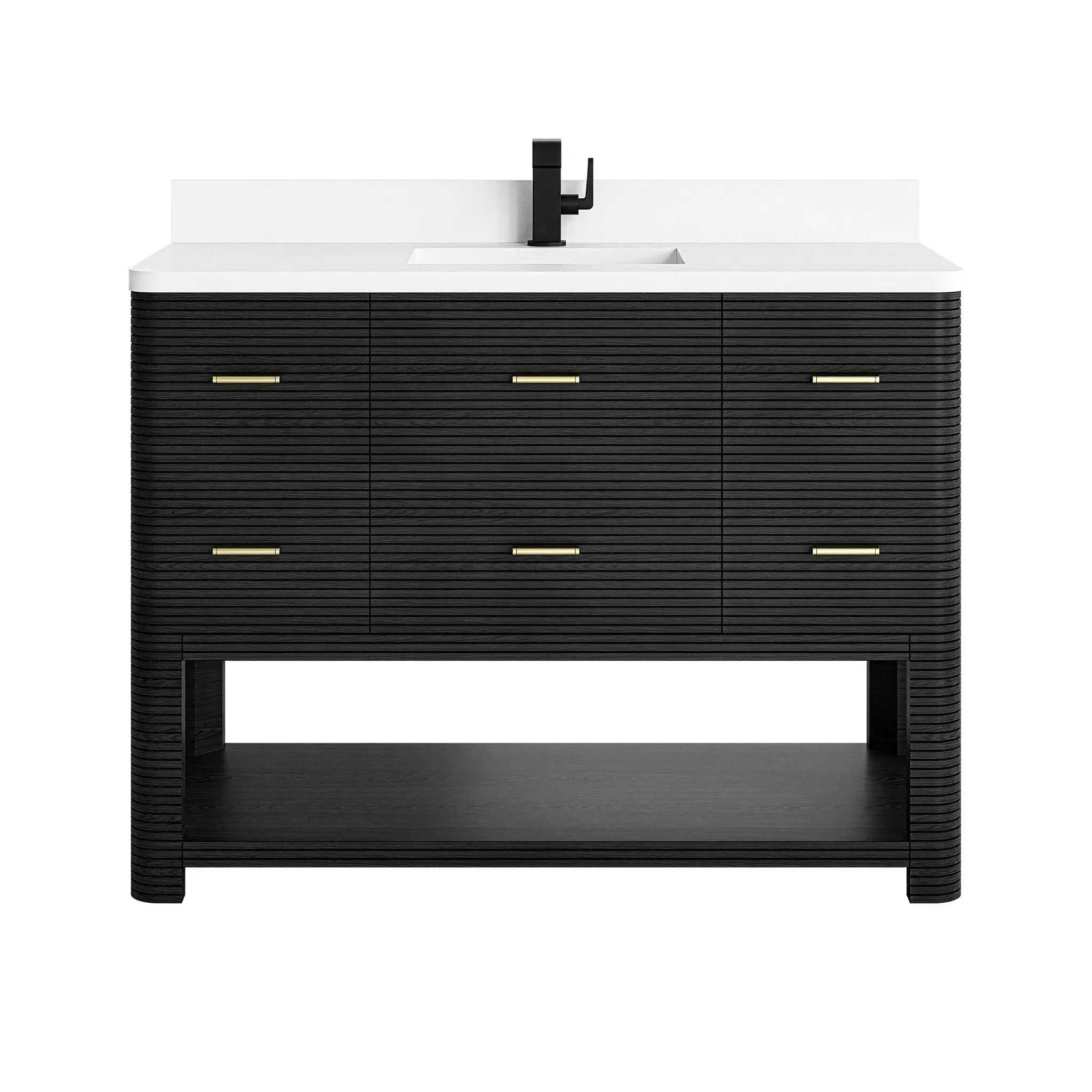 48 Lucian Single Vanity In Carbon Oak Standard White Zeus Silestone Single Hole 1