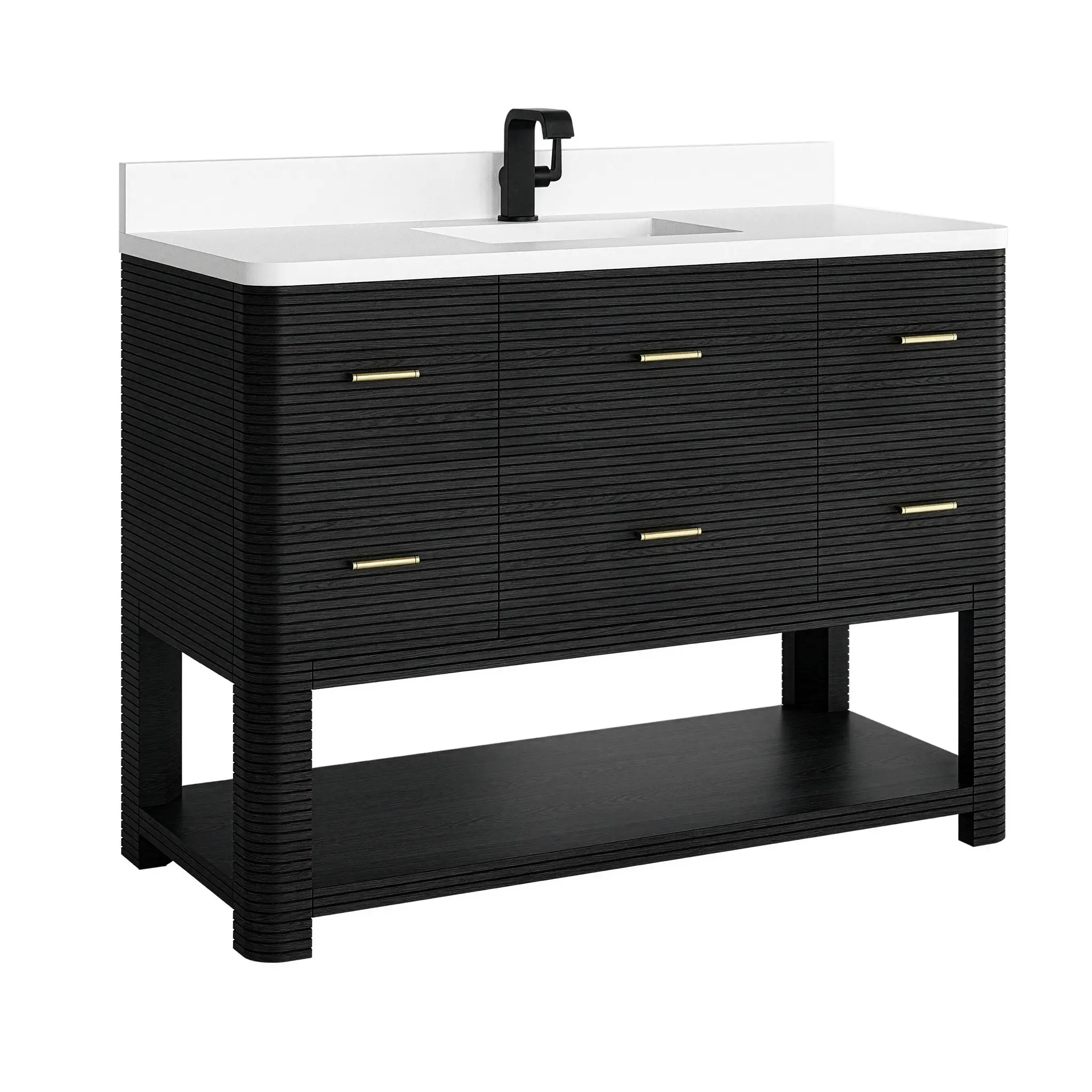 48 Lucian Single Vanity In Carbon Oak Standard White Zeus Silestone Single Hole 15
