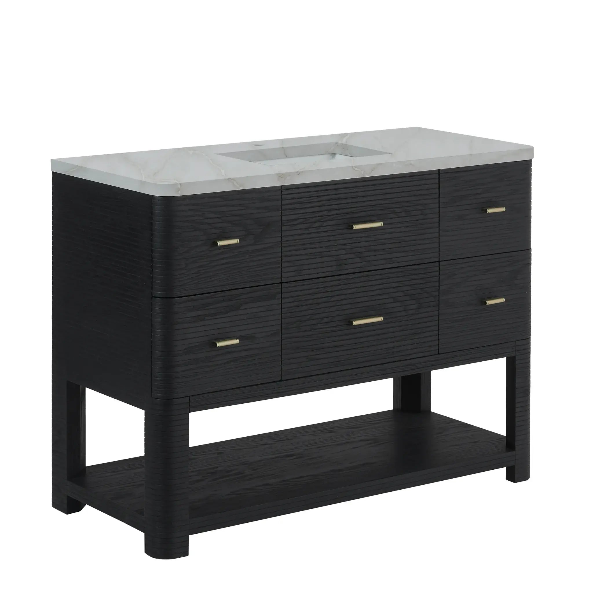 48" Lucian Single Vanity in Carbon Oak-Victorian Silver Silestone-Single Hole image 9