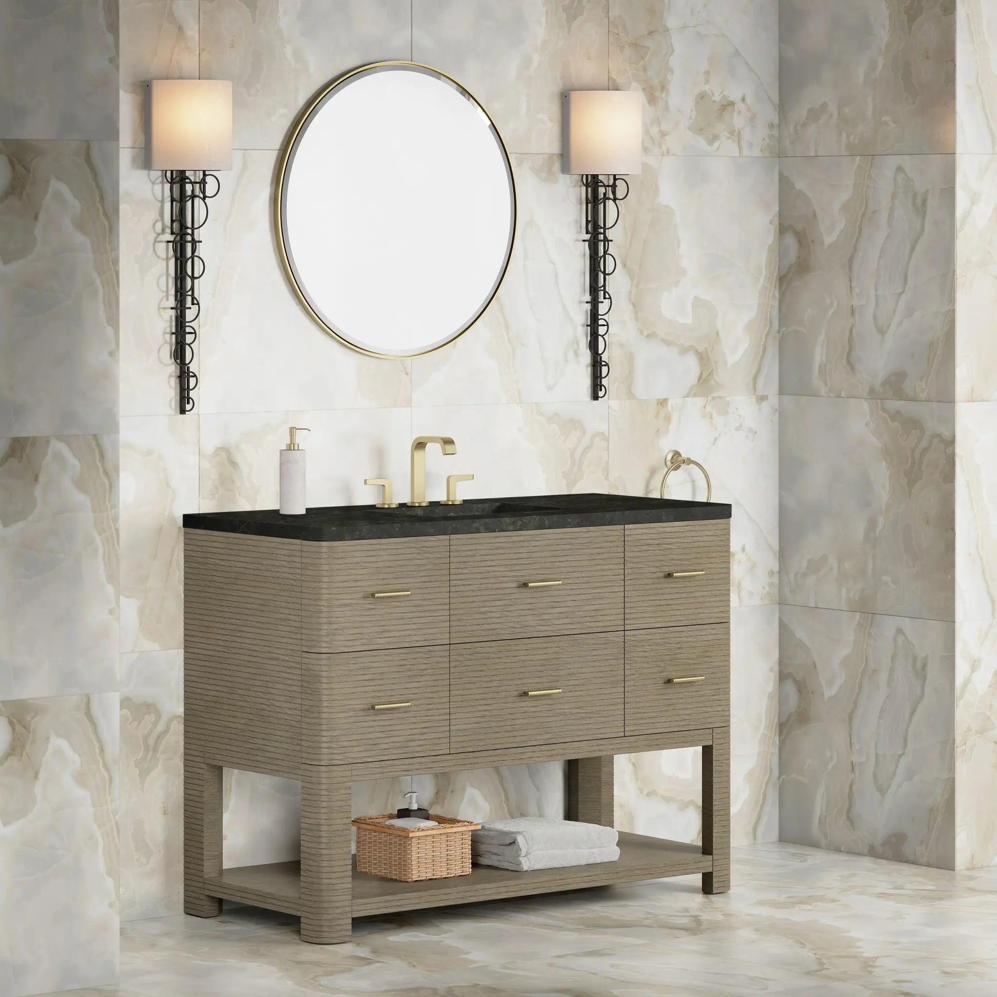 48 Lucian Single Vanity In Pebble Oak Standard Phantome Eclos 8 Widespread 3