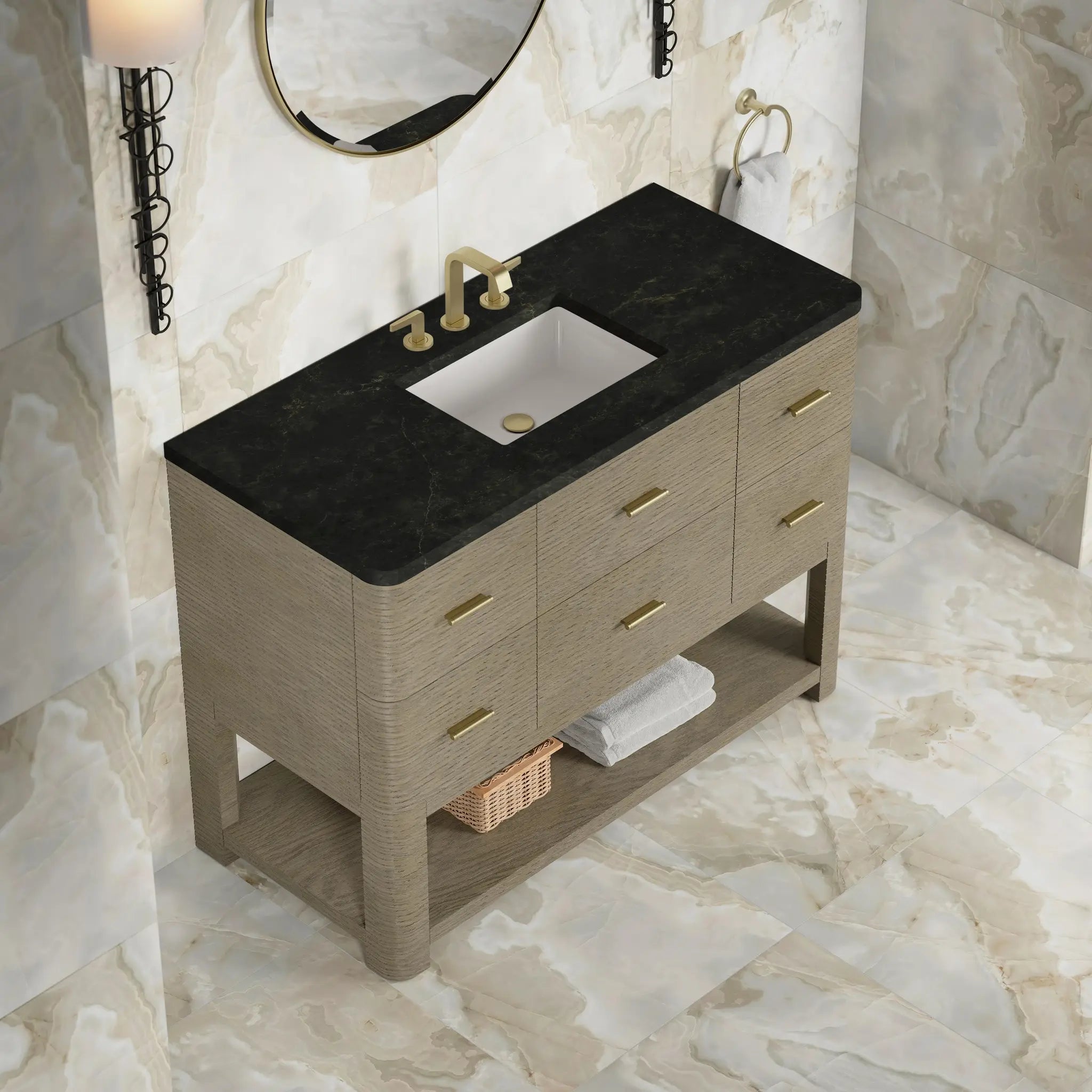 48 Lucian Single Vanity In Pebble Oak Standard Phantome Eclos 8 Widespread 5