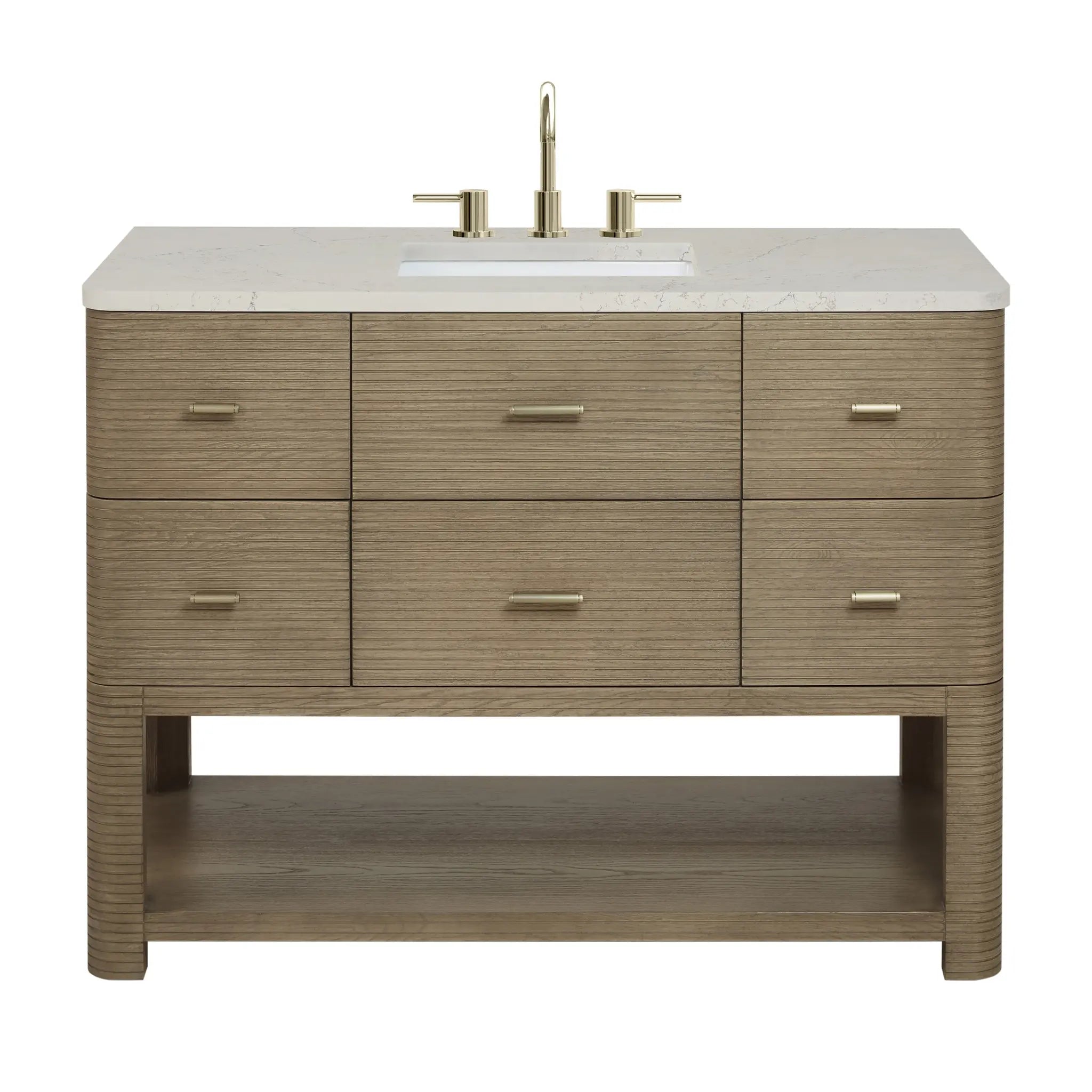 48 Lucian Single Vanity In Pebble Oak Standard Siberian Silestone 8 Widespread 1