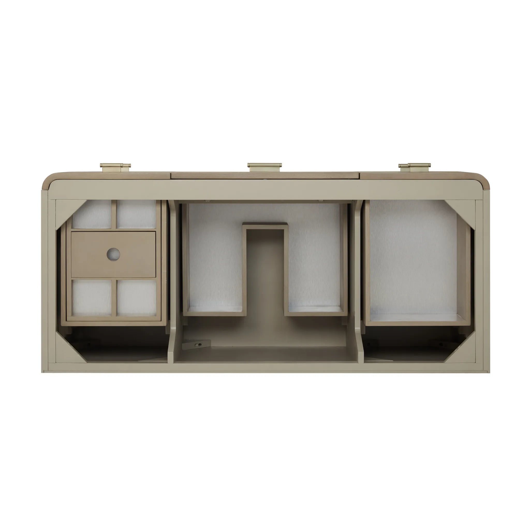 48" Lucian Single Vanity in Pebble Oak w/ 3 CM Victorian Silver Silestone Top Wireless Charger image 4