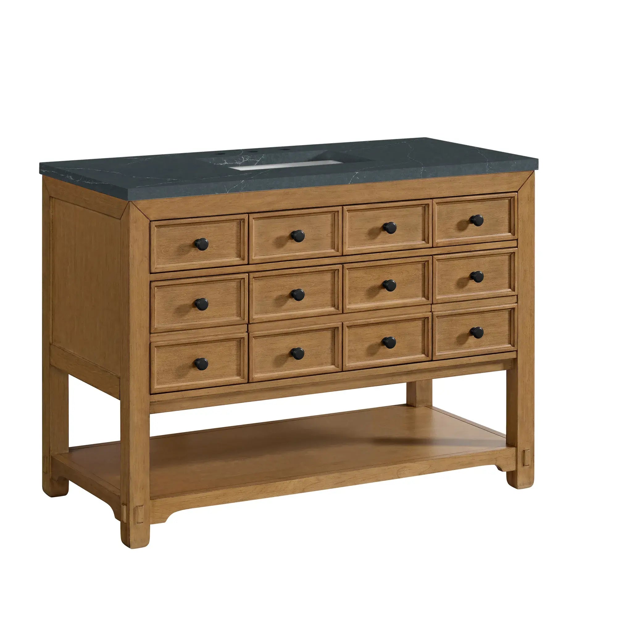 48" Malibu Single Vanity in Amber Birch-Charcoal Soapstone Silestone-8" Widespread image 9